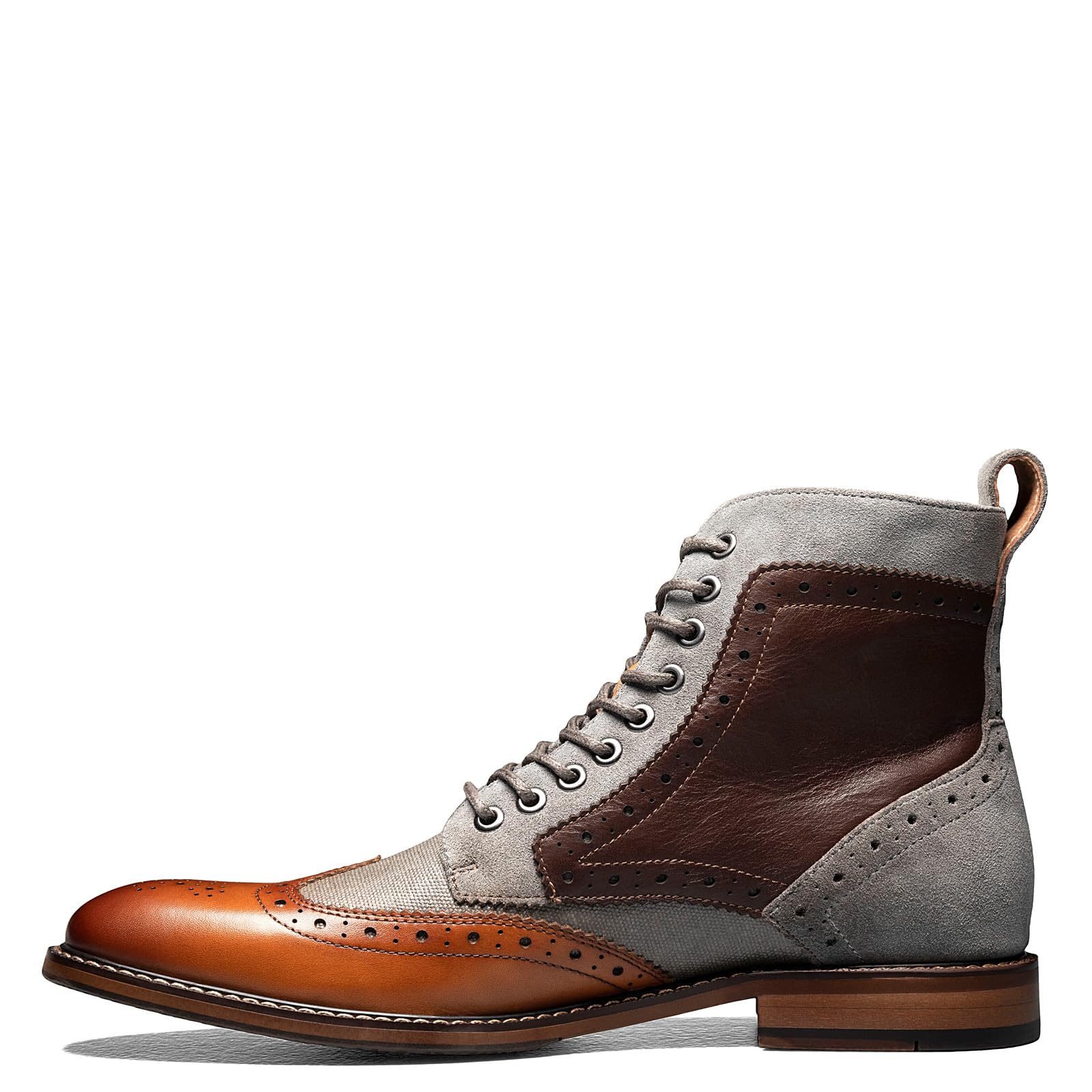 STACY ADAMS Men's Finnegan Wingtip Lace Up Boot - Classic Dress Boots for Business & Formal Occasions | Comfortable Oxford Shoes for Office, Wedding & Professional Events