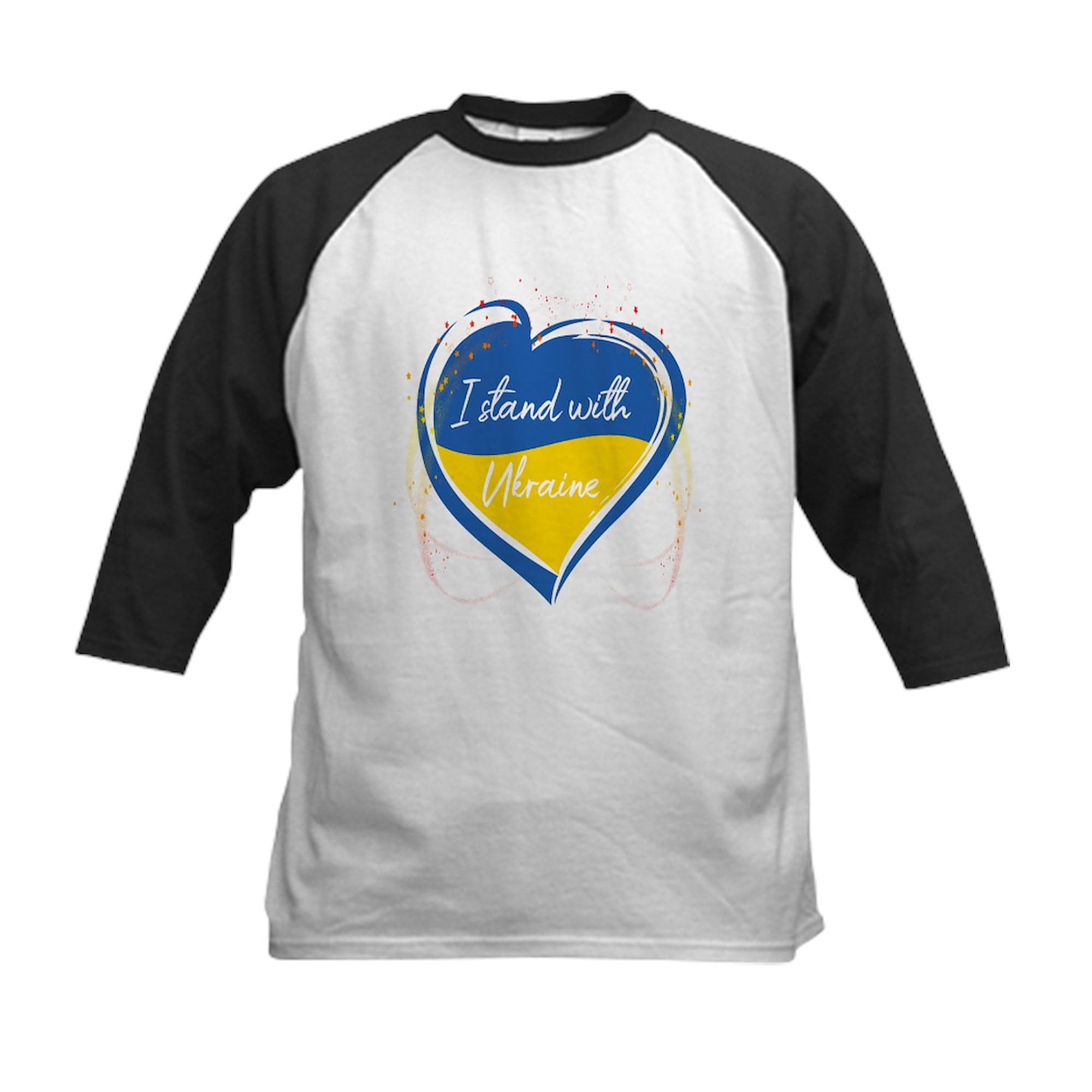 Stand with Ukraine Kids Baseball Jersey - 3/4 Raglan Sleeve Cotton Shirt for Boys & Girls | Patriotic Support Tee for School, Sports & Casual Wear