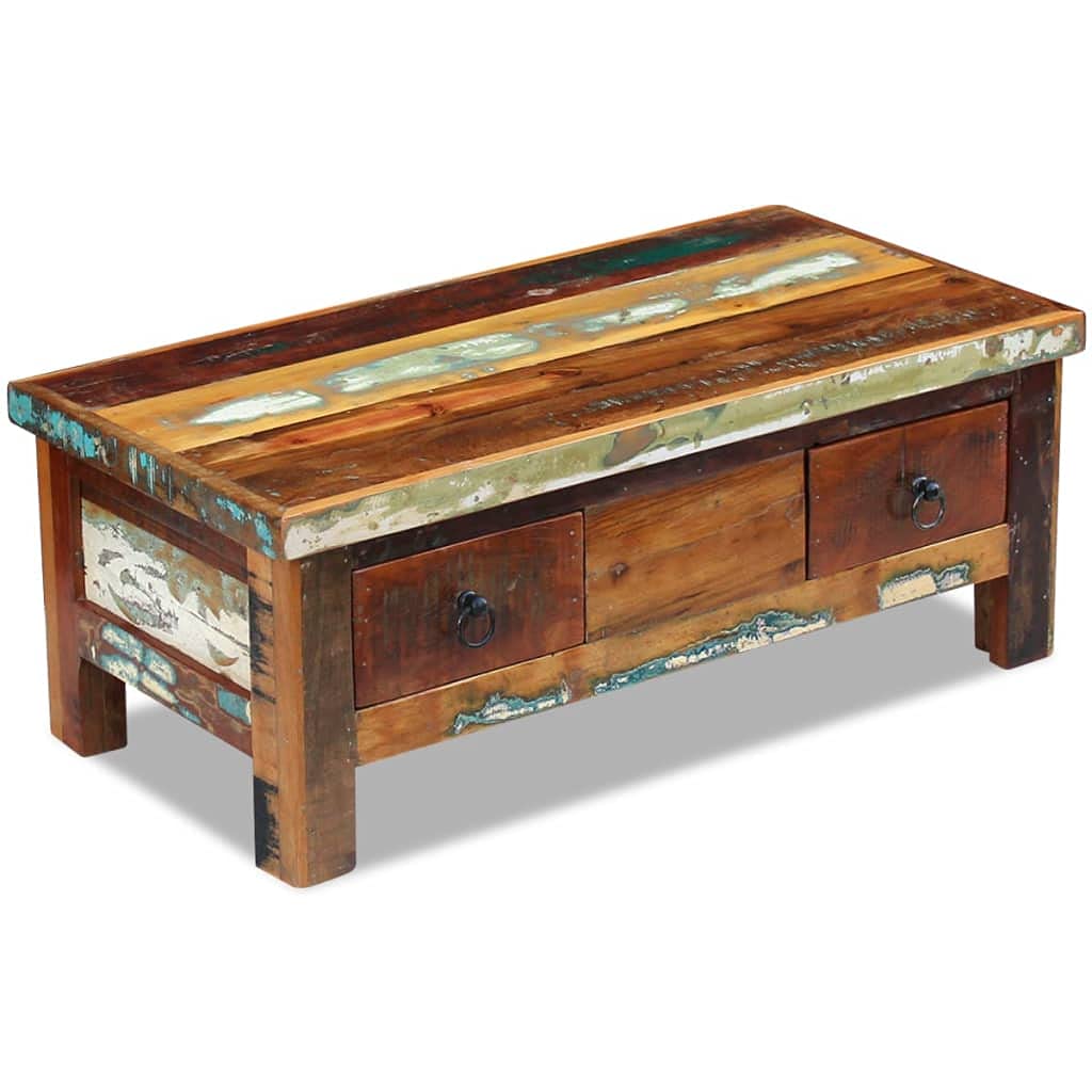 Vintage Industrial Coffee Table - Rustic Farmhouse Solid Wood Tea Table for Living Room & Office