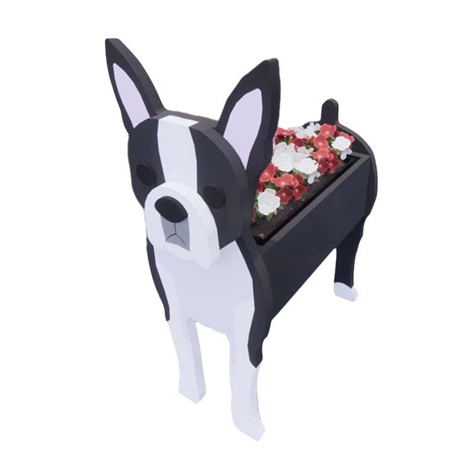 Lee My Cute Puppy Flower Pot - Animal Shaped Cartoon Planter for Flowers, Cactus & Air Plants | Boston Terrier Design for Garden, Home Decor & Gift Giving | Perfect for Indoor Plants, Office Desk & Patio Decorations