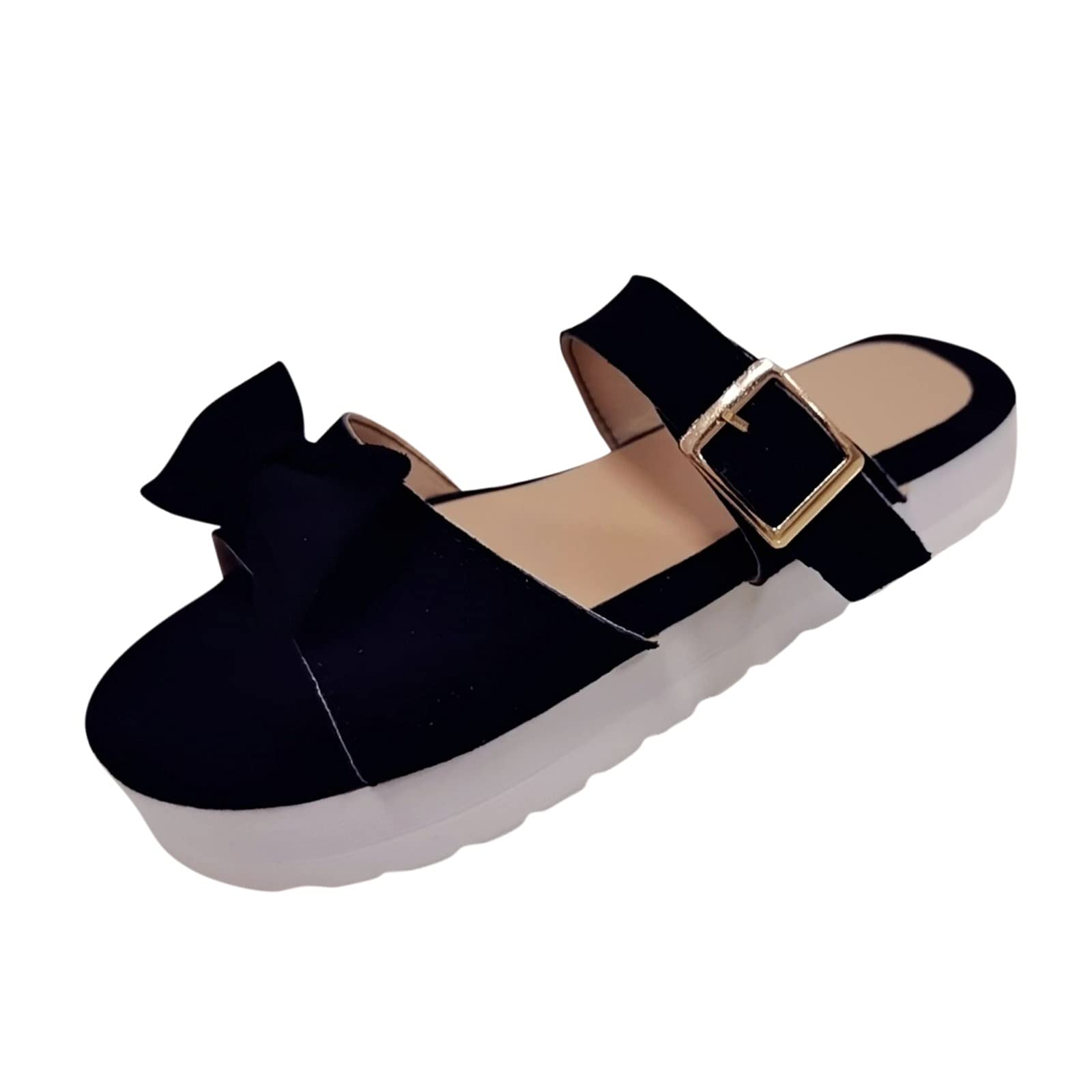 Women's Wide Width Braided Sandals - Fashion Flat Summer Sandals with Bowknot Design - Open Toe Beach Shoes for Ladies (Perfect for Vacation, Walking & Casual Outfits)