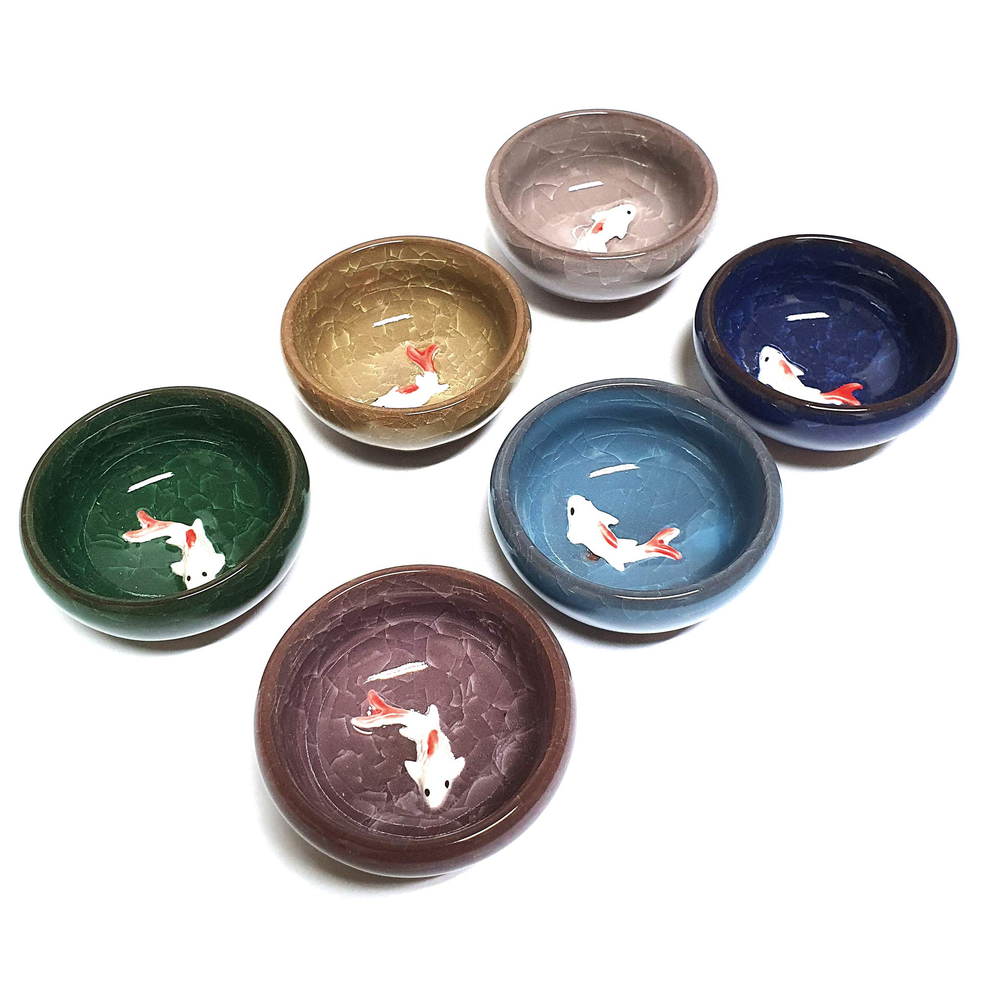 Korean Soju Shot Glasses Set - Handcrafted Ceramic Fish Design for Whiskey, Tequila & Sake Cocktails