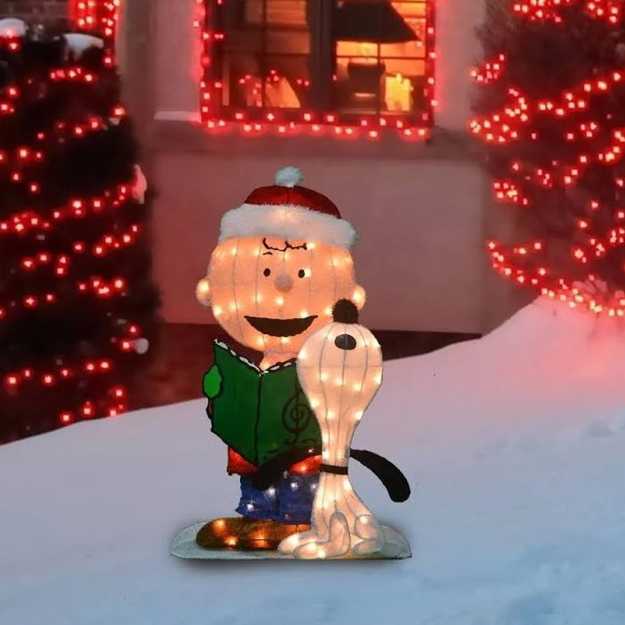 2D Lighted Charlie Brown & Snoopy Sculpture - Peanuts Christmas Decor, Holiday Home Decor, Desk Decor for Office & Bedroom, Gift for Peanuts Fans