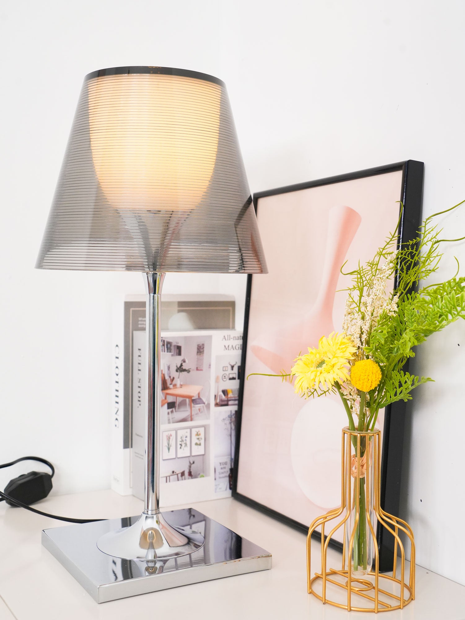 Modern Chrome Prism Table Lamp - Sleek Geometric Design for Bedroom, Living Room & Office Decor - Perfect for Ambient Lighting & Stylish Home Accents