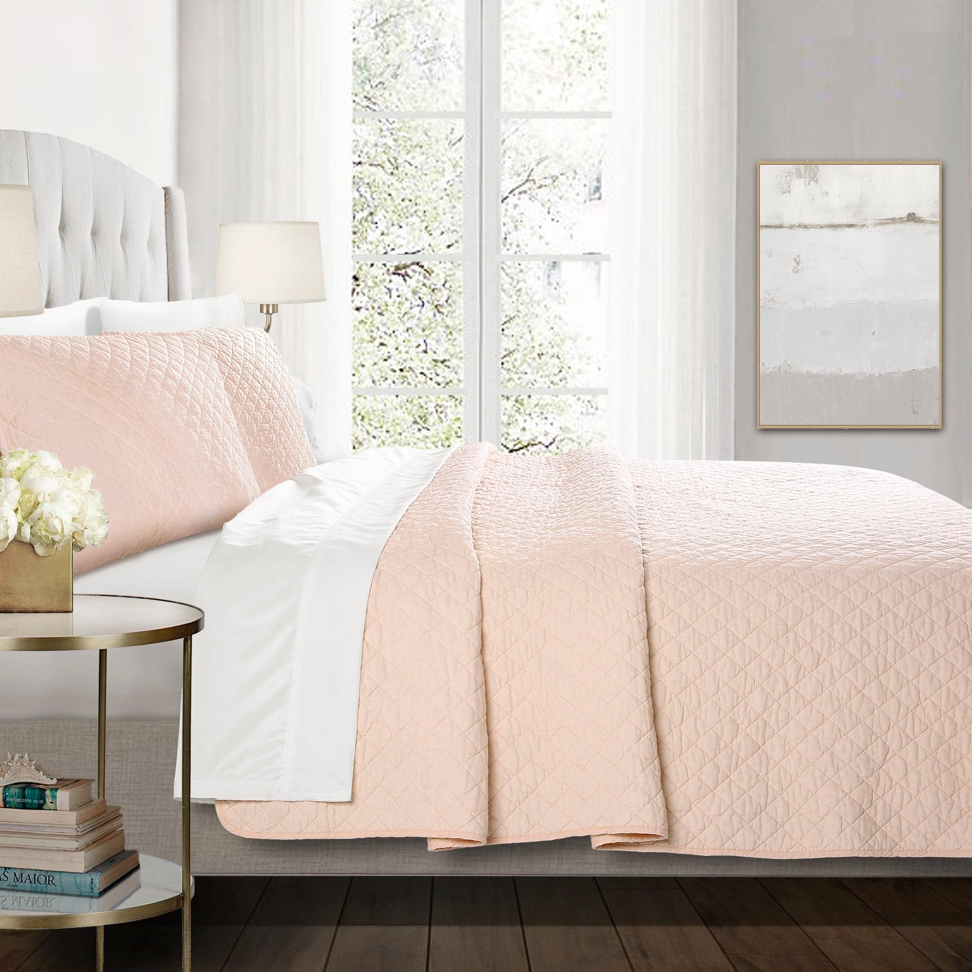Ava Diamond Oversized Cotton Quilt Set - King Size Bedding with Soft Breathable Fabric for All Seasons | Perfect for Master Bedroom, Guest Room & Cozy Home Decor