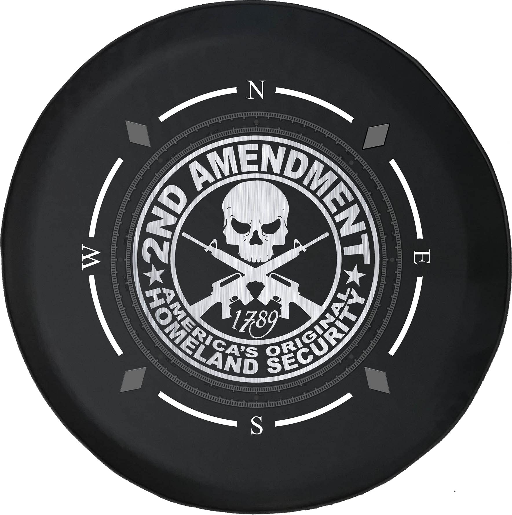 2nd Amendment Skull Spare Tire Cover - Heavy Duty Aluminum Wheel Cover for SUV, Trailer, RV & Off-Road Vehicles - Patriotic Homeland Security Design - Perfect for Camping, Road Trips & Outdoor Adventures