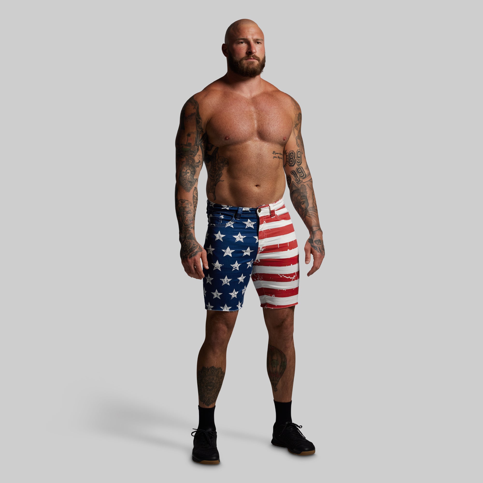 FLEX Stretchy Jorts Denim Shorts - American Flag Design | Comfortable & Stylish for Casual Wear, Summer Outfits, and Patriotic Events
