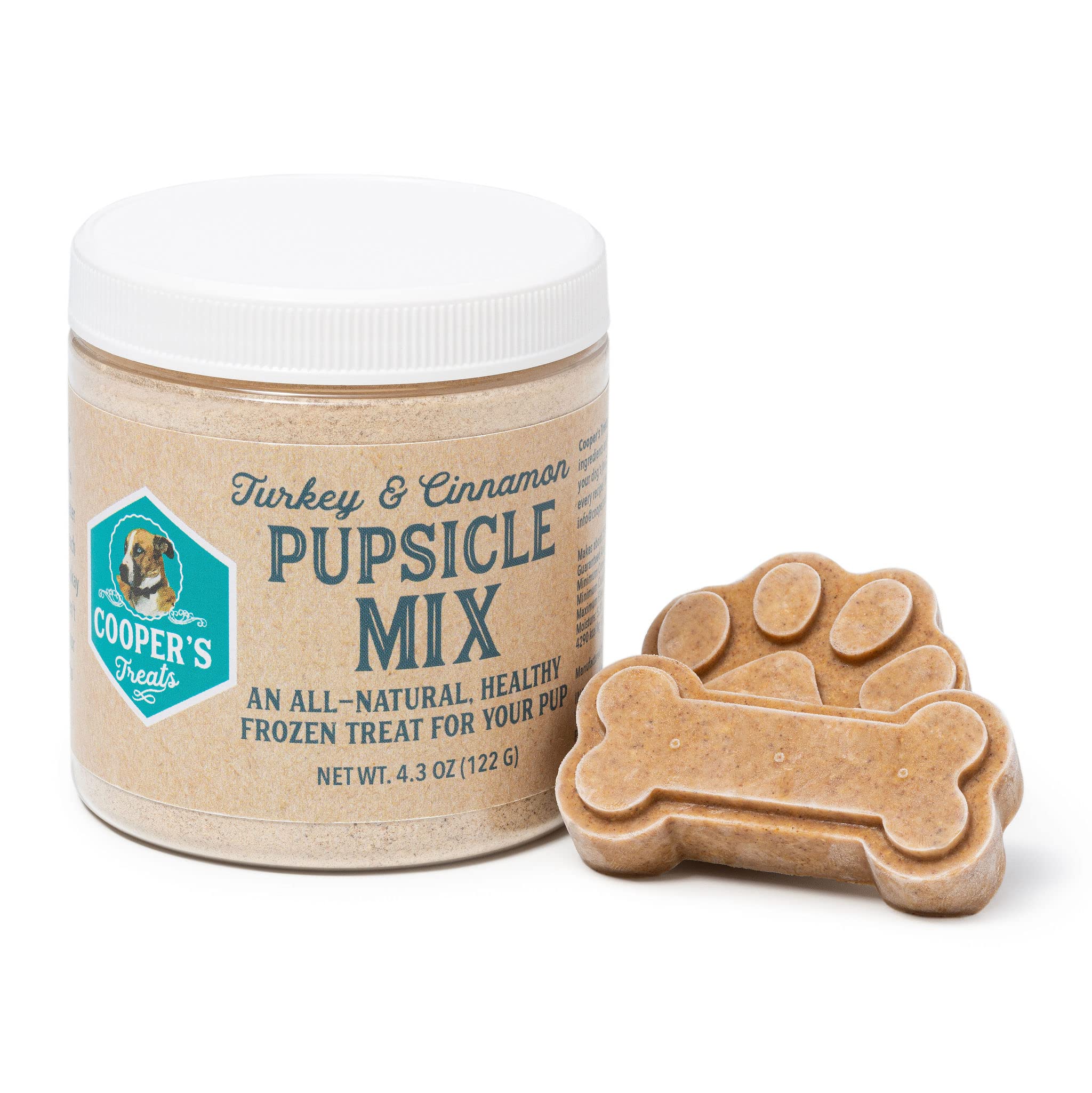 **Cooper's Treats Pupsicle Mix - DIY Frozen Dog Treats - 4.3oz Turkey & Cinnamon Flavor - Refill for Pup Ice Cream & Pupsicle Kits - Perfect for Summer Cooling & Training Rewards**