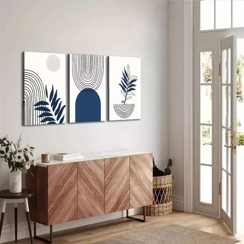3-Piece Abstract Blue Canvas Wall Art Set - Framed 50x70cm (20x28in) - High Quality Print - 100% Australian Made - Ready to Hang - Perfect for Living Room, Bedroom & Office Decor