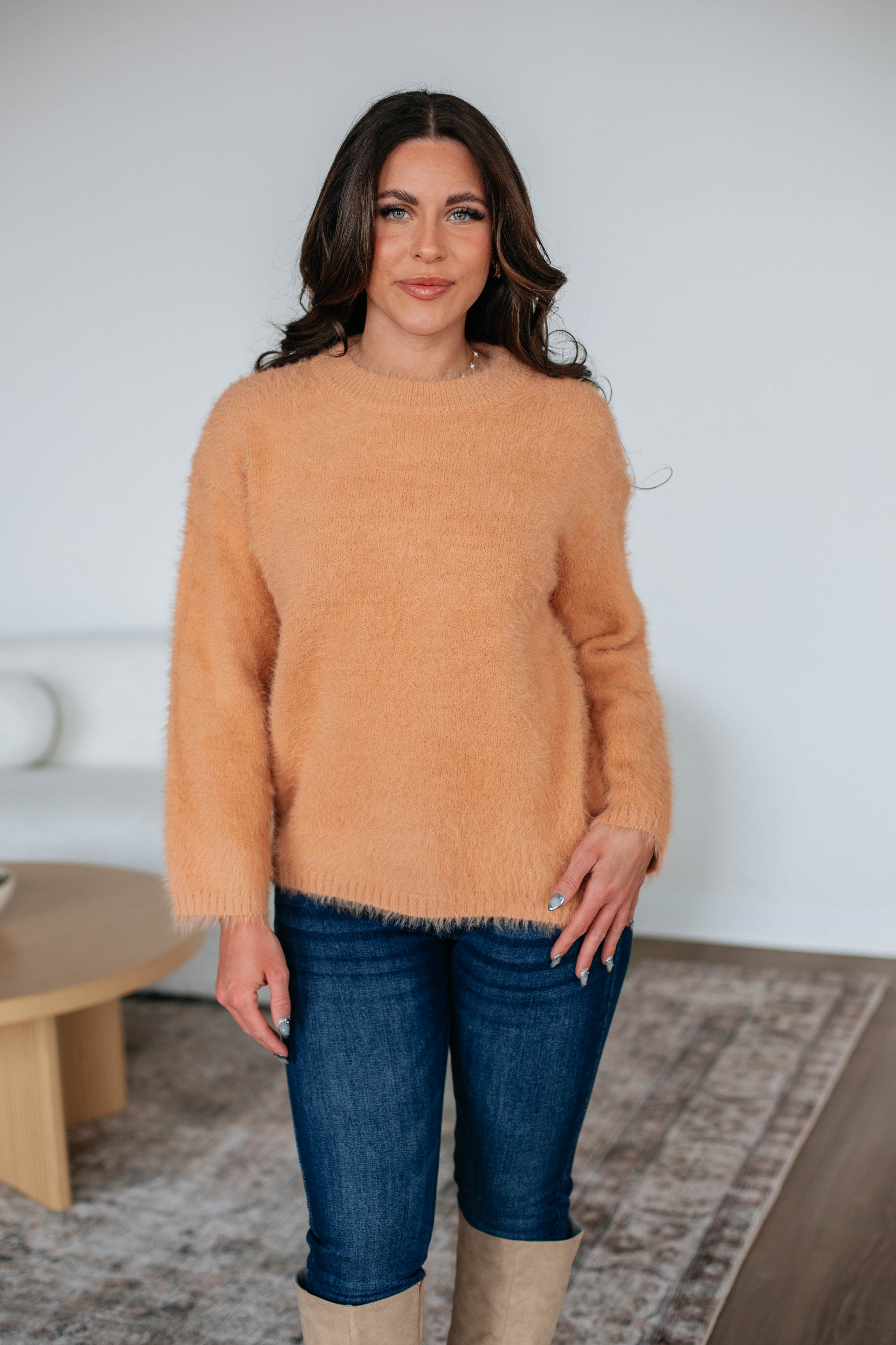 Everly Sweater Light Camel - Women's Soft Knit Pullover for Fall & Winter | Cozy Casual Wear for Office, Travel & Date Nights