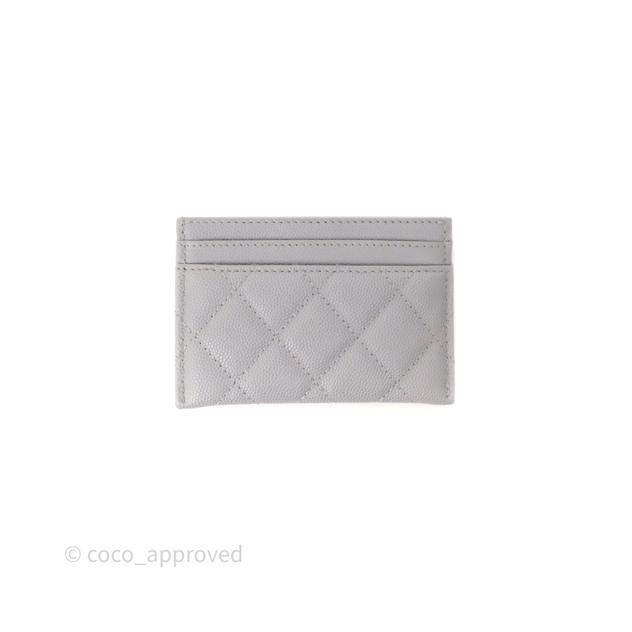 Chanel Classic Card Holder in Grey Caviar Leather with Gold Hardware - Perfect for Everyday Use & Luxury Gift Giving
