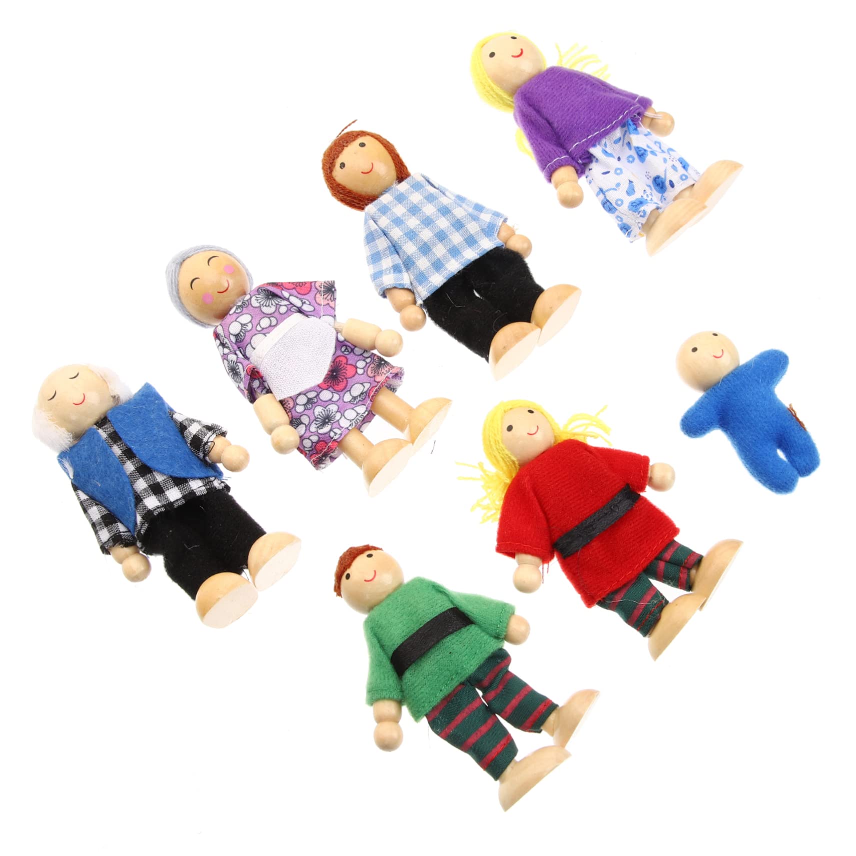 VICASKY 7-Piece Wooden Doll House Playset for Kids & Adults - Miniature Baby Toys, Toddler Playset, Tiny Dolls & Child Furniture - Perfect for Pretend Play, Role-Playing & Early Childhood Development