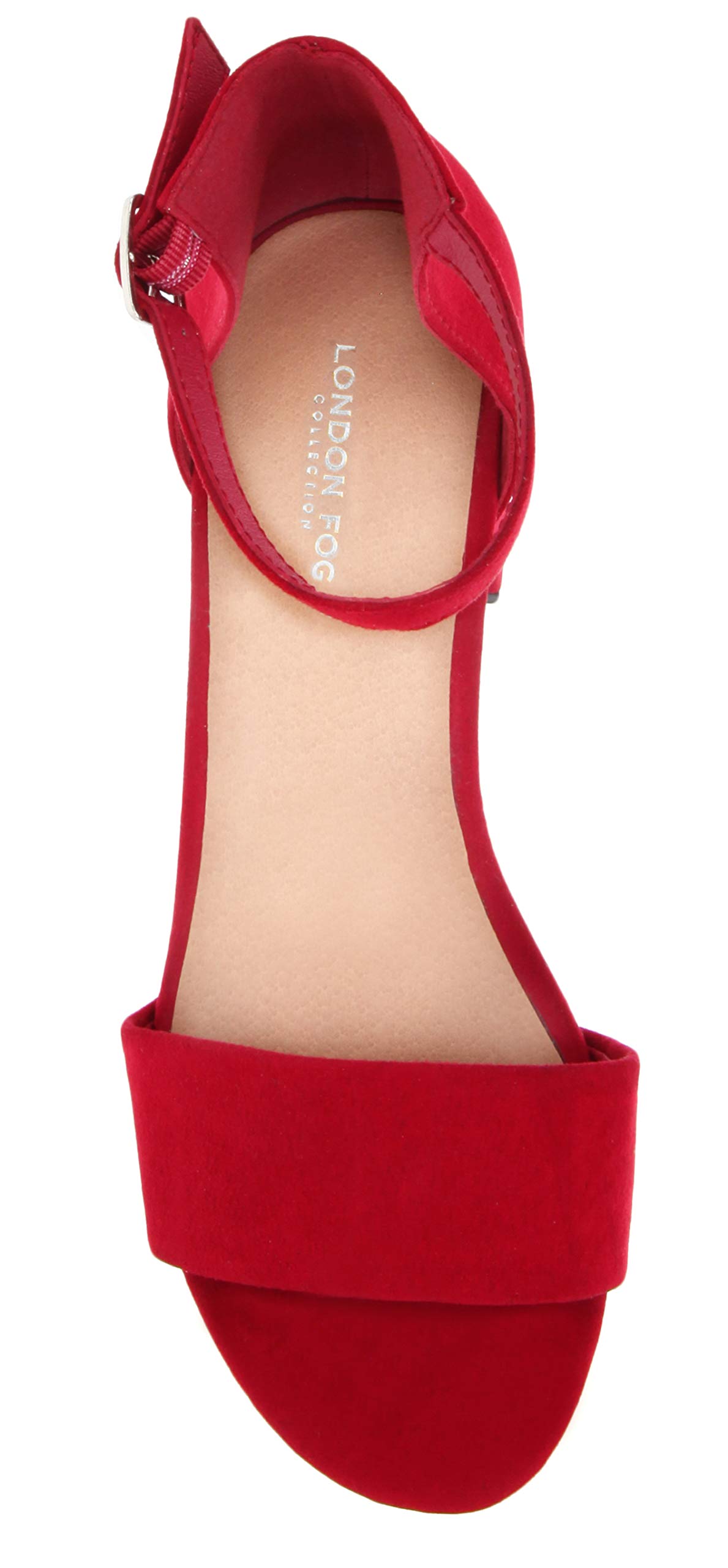 London Fog Women's Nikki Low Block Heel Ankle Strap Pump Sandals - Comfortable Dress Shoes for Work, Weddings & Special Occasions