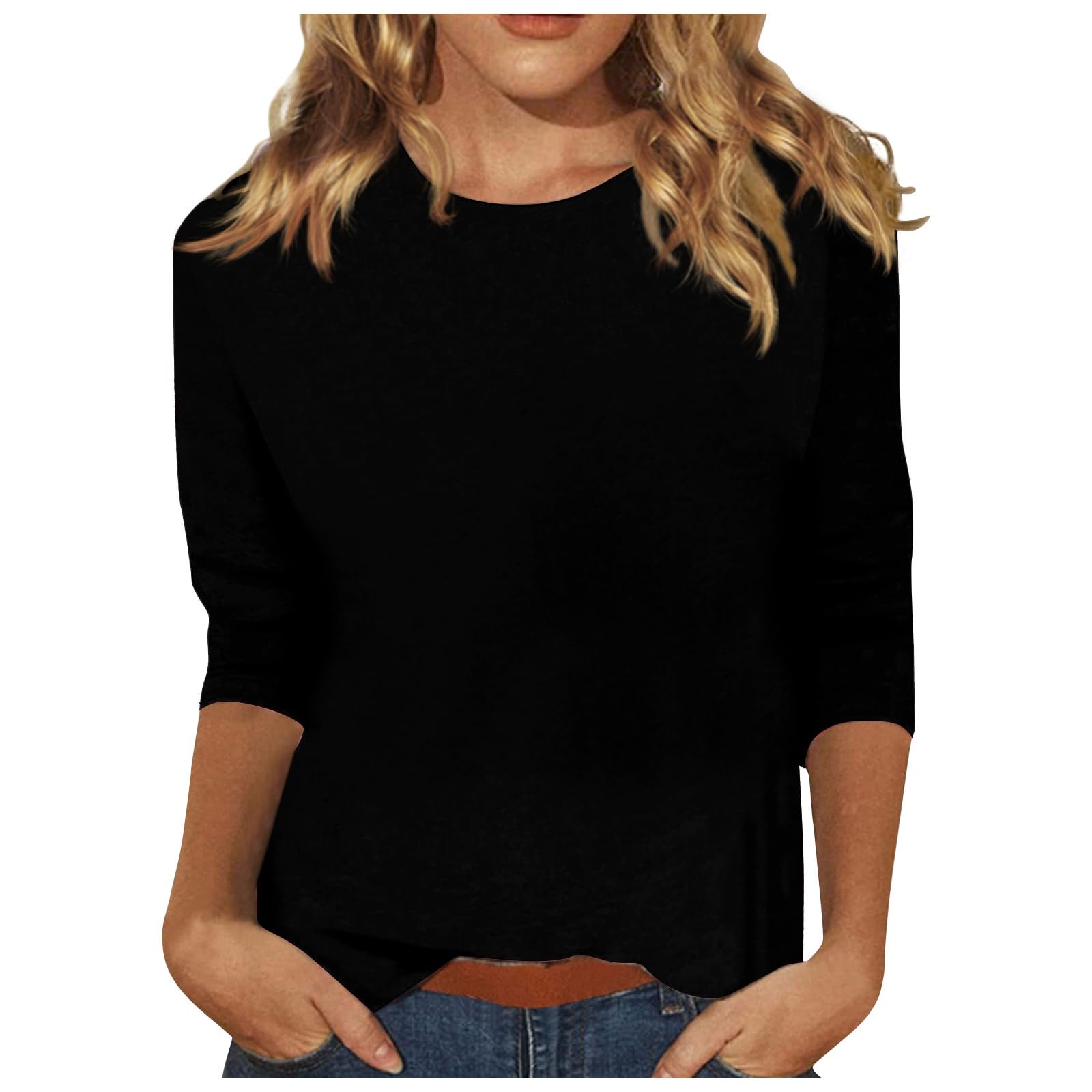 Trendy 3/4 Sleeve Women's Tops for Spring & Summer 2025 - Fashion Blouses & Casual Graphic Tees for Ladies - Perfect for Office Wear, Date Nights & Weekend Outings