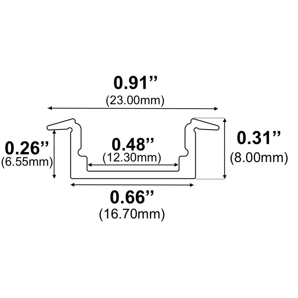 10-Pack 8ft (2.4Meter) Recessed LED Aluminum Channels with Frosted Diffuser & End Caps - 1972 Series LED Profile for 12mm/0.47