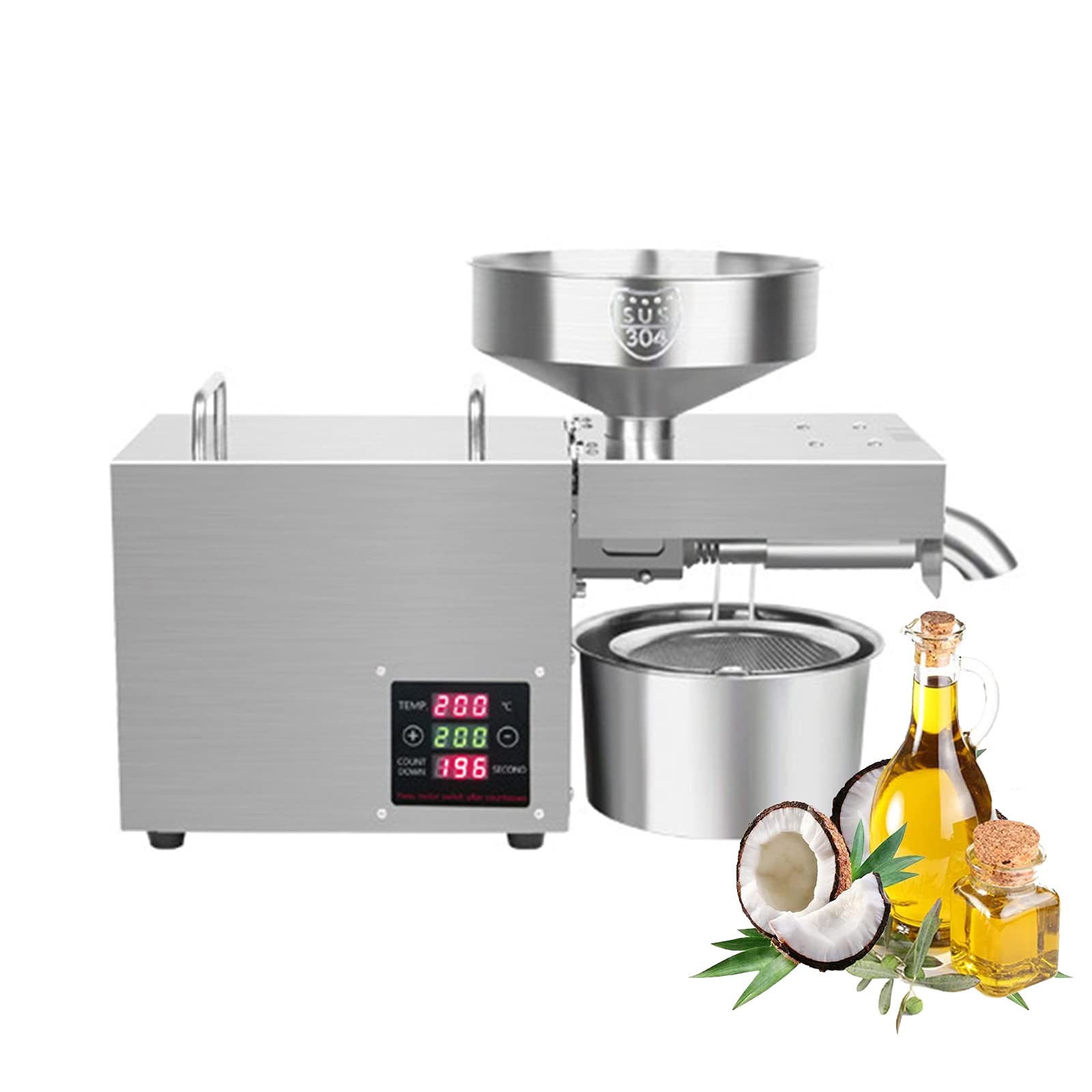 220V 0.61KW Automatic Household Oil Press Machine with Temperature Control - Cold Press Oil Expeller for Almonds, Peanuts, Camellia Seeds, Hemp, Flax Seeds - Perfect for Home Cooking, DIY Essential Oils & Healthy Snacks
