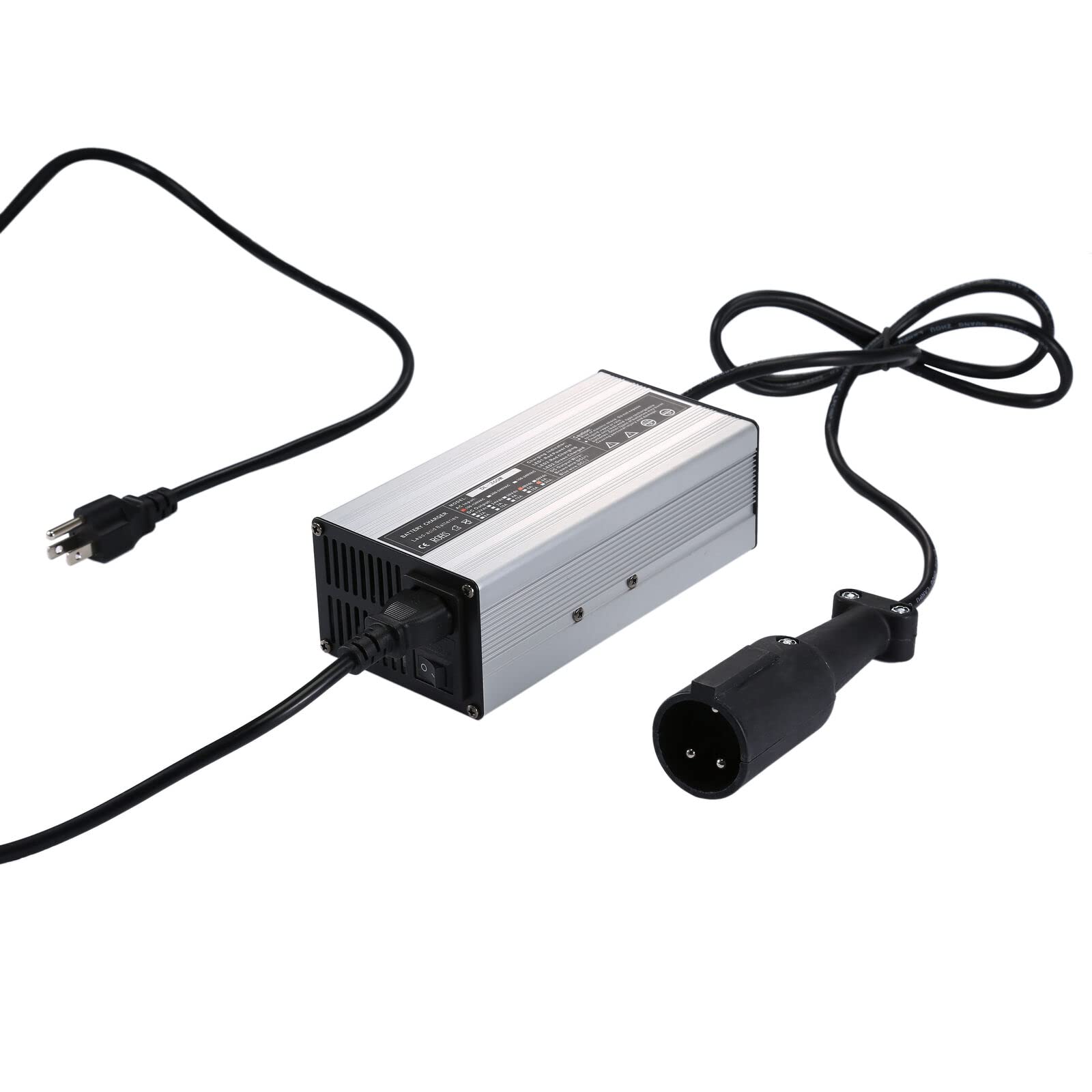 48 Volt 10 AMP Golf Cart Battery Charger for Club Car - 3 Pin Round Plug Compatible with 48V Electric Golf Carts - Perfect for Home, Course & RV Use