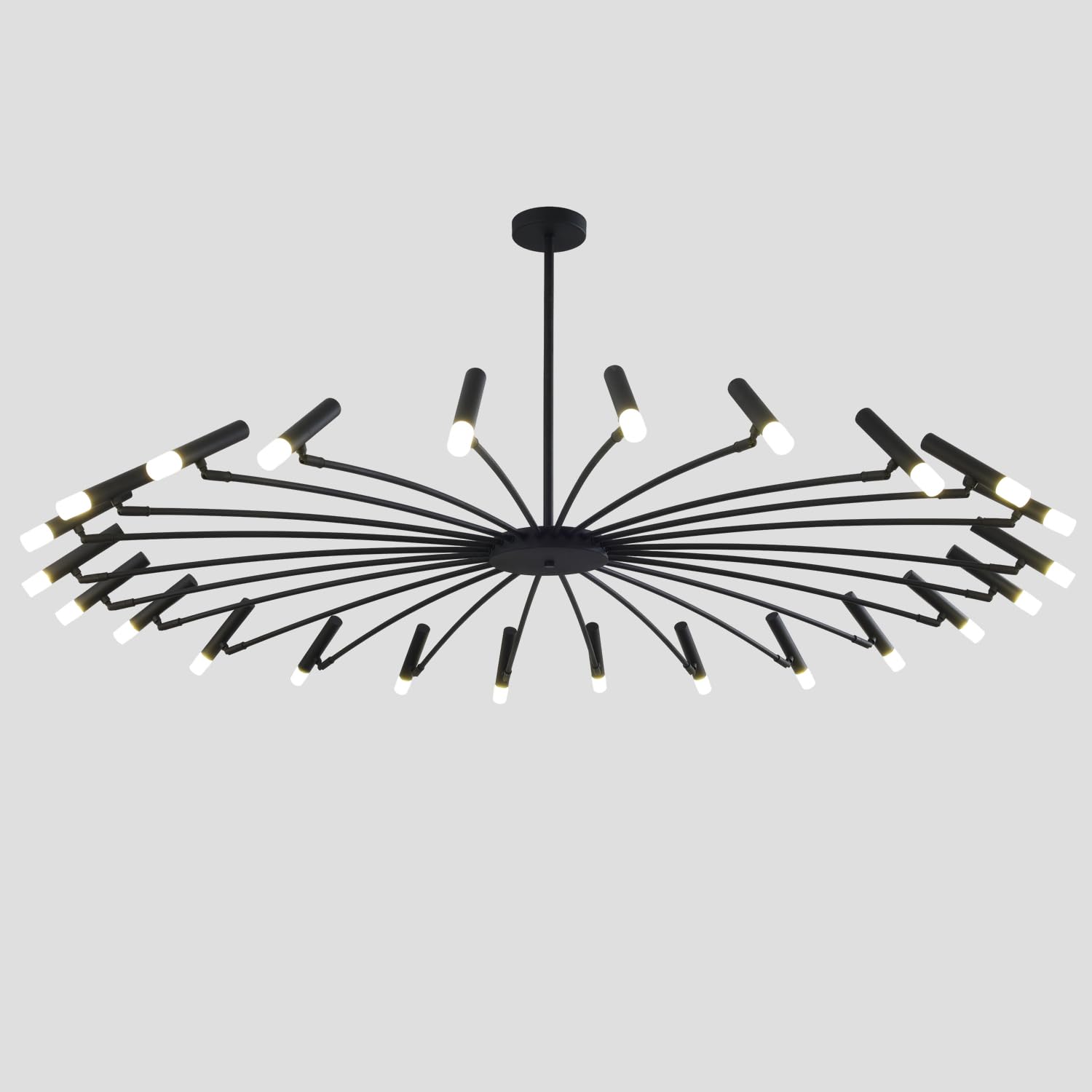 Extra Large Modern Chandelier for High Ceiling - Mid Century Sputnik Style Black Flush Mount Ceiling Light - Contemporary Lighting for Living Room, Dining Room, Foyer & Bedroom - Perfect for Modern Home Decor & Luxury Interior Design
