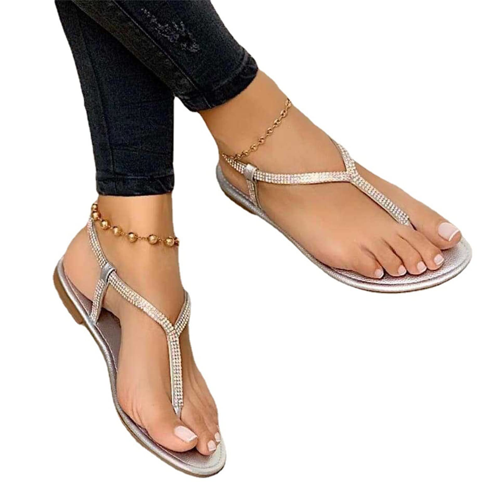 Stylish Women's Strappy Gladiator Sandals - Dressy Summer Thong Sandals with Ankle Strap for Beach, Casual Wear & Outdoor Activities | Comfortable Flip Flops for Walking, Travel & Vacation