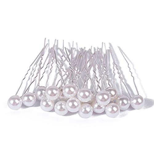 24pcs FOK White Pearl Decorative Juda Pins for Weddings, Prom, Bridal & Special Occasions - Elegant Hair Accessories for Women & Girls
