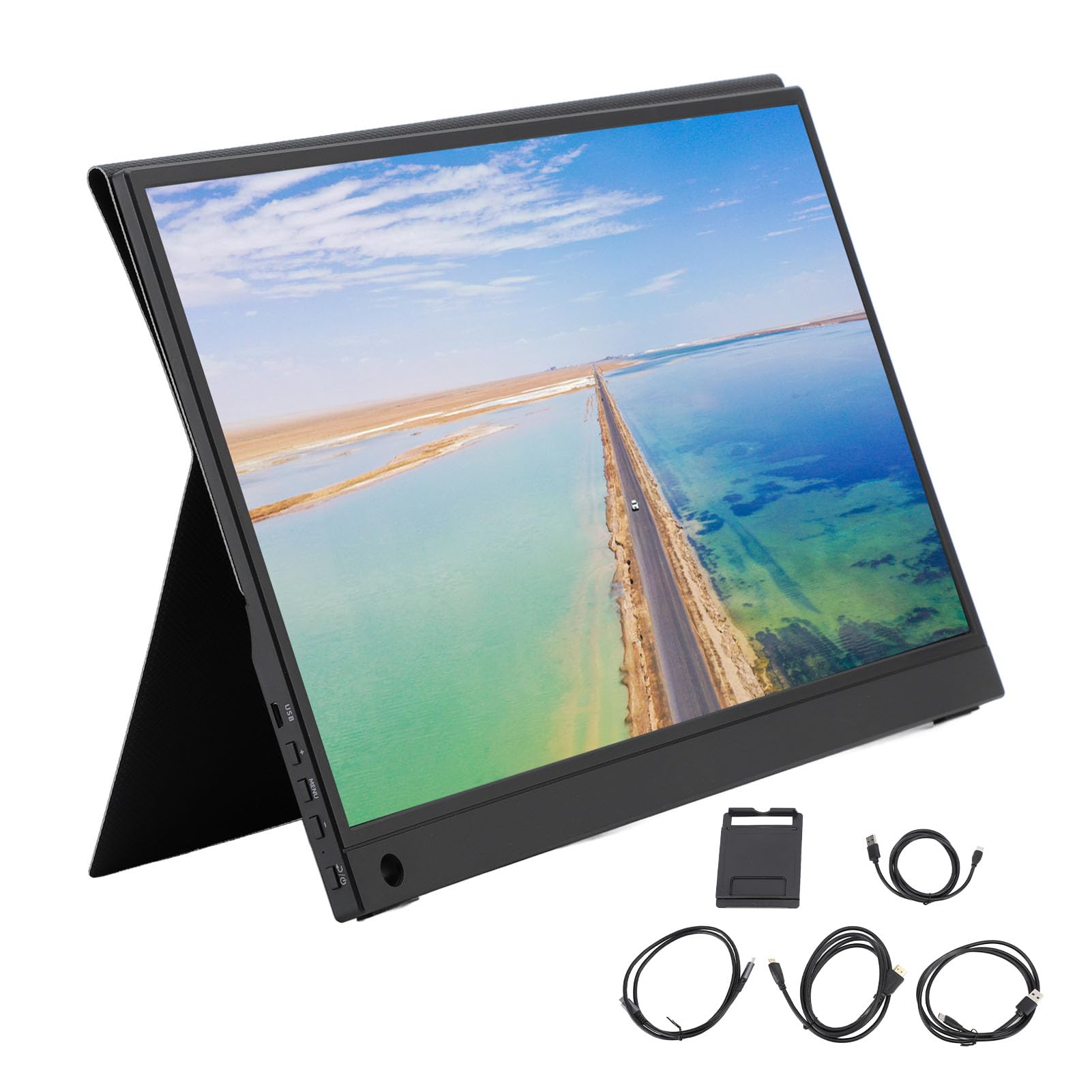 15.6 Inch Portable IPS Monitor - 1080P Full HD Laptop Screen with 3ms Response Time, Aluminum Alloy Frame & Magnetic Cover - Dual Screen Setup for Home/Office/Gaming (Compatible with Most Laptops)