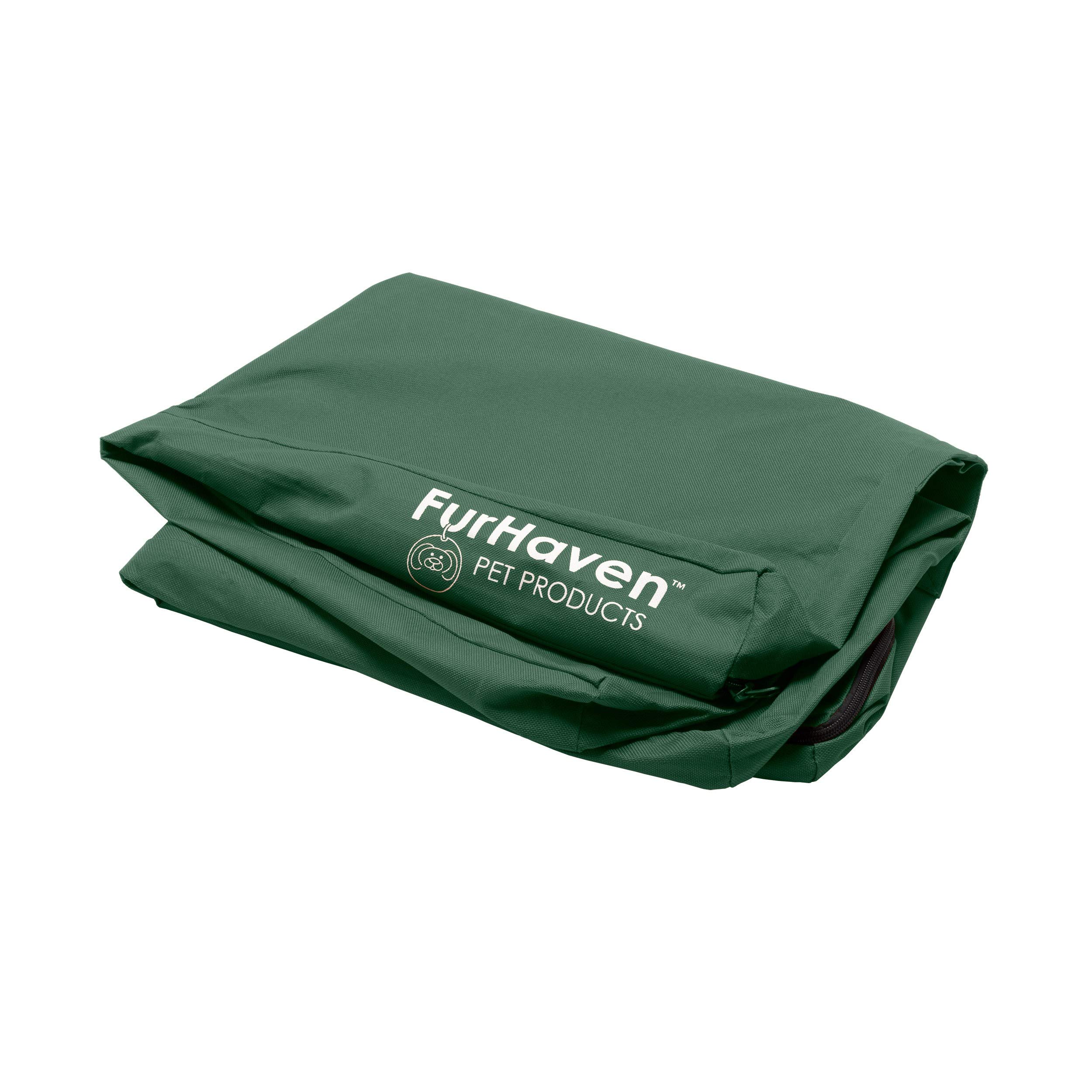 Furhaven Water-Resistant Dog Bed Cover - Washable Oxford Polycanvas Mattress with Logo Print for Indoor/Outdoor Use - Forest Green Jumbo (X-Large) Size - Perfect for Large Dogs in Living Rooms, Patios & Kennels