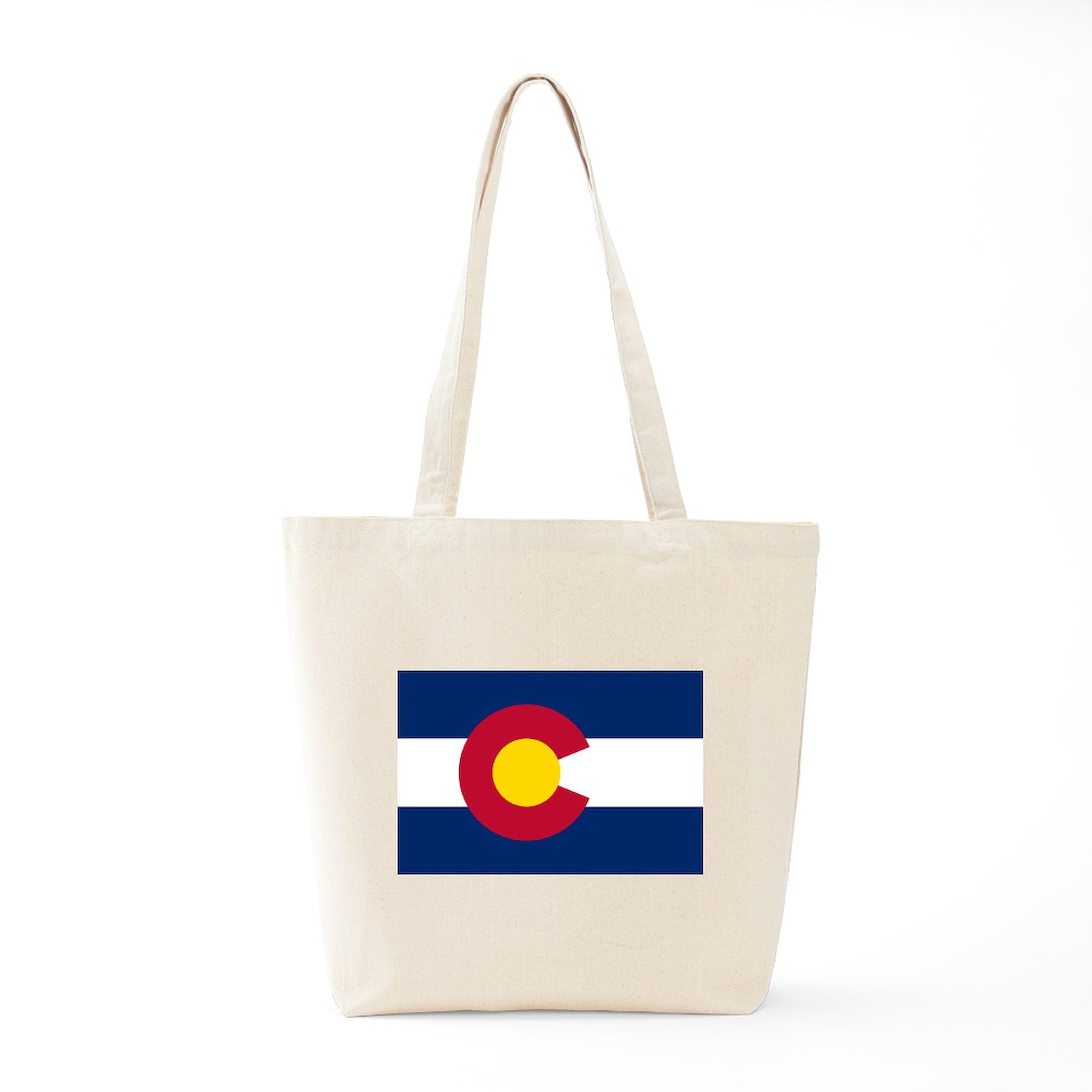 Colorado State Flag Tote Bag - Natural Canvas Reusable Shopping Bag with Pouch | Eco-Friendly Grocery Bag for Travel, Beach & Daily Use
