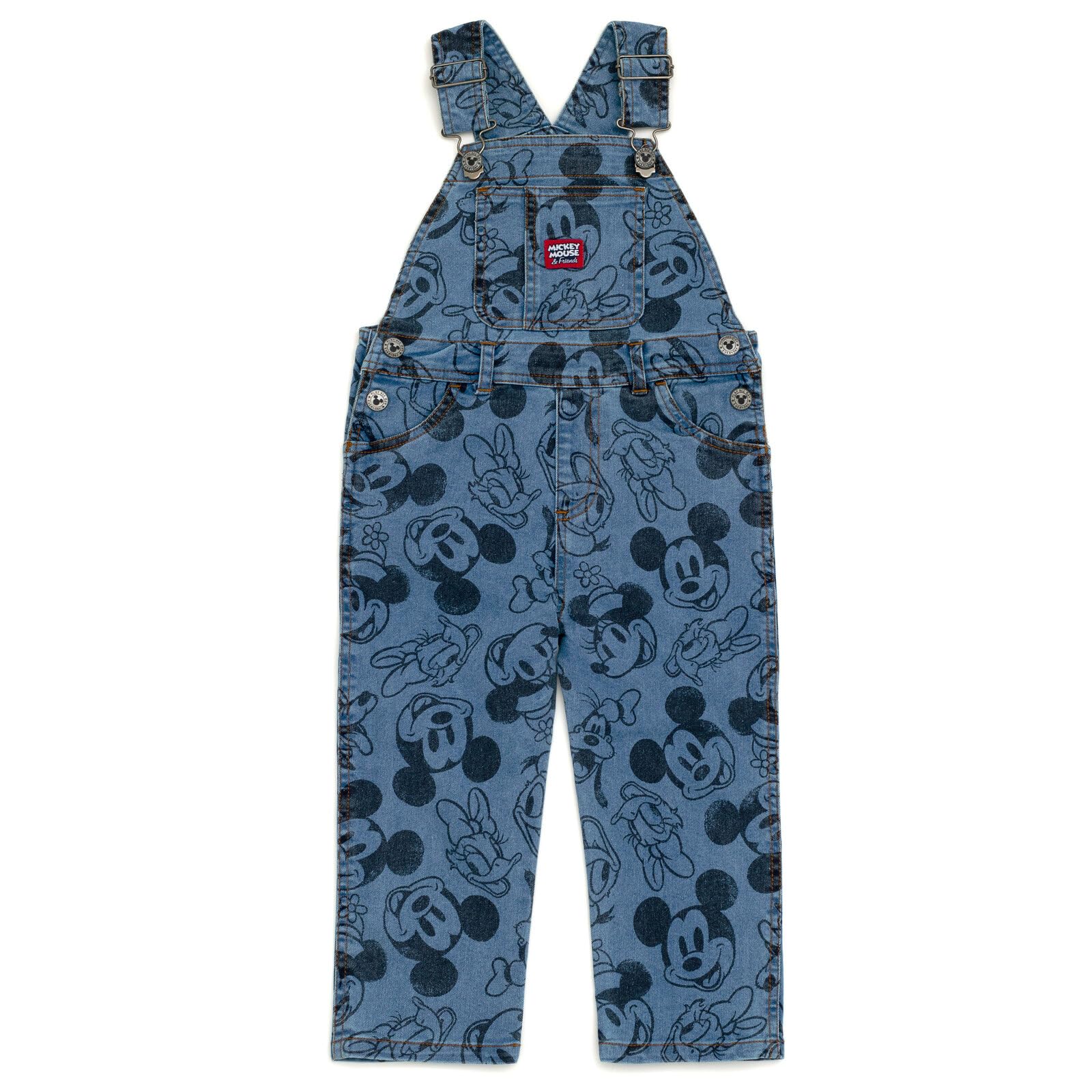 Disney Mickey Mouse & Friends Denim Bib Overalls for Kids - Baby to Big Kid (Infant, Toddler, Boys & Girls) - Perfect for Playdates, Theme Parks & Disney Costume Parties