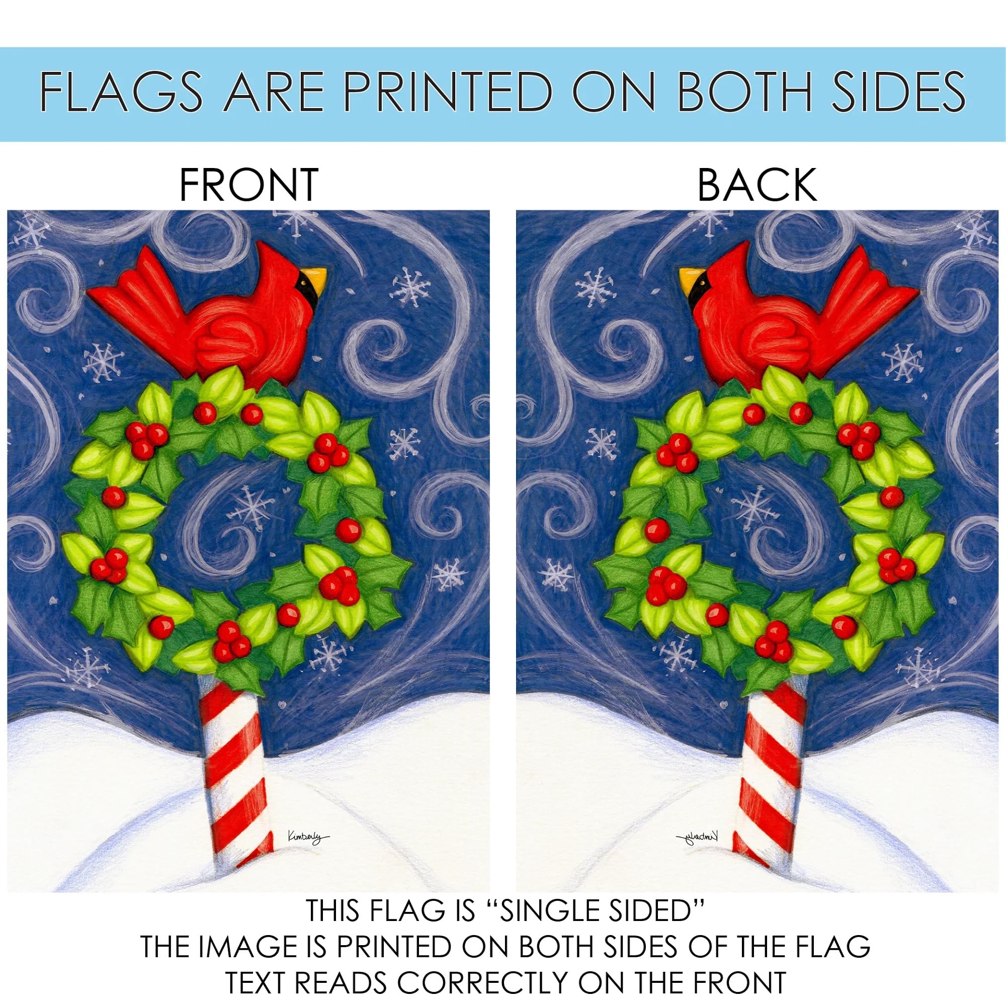 Toland Home Garden Winter Wonderland Double Sided 12x18 Inch Outdoor Winter Flag with Cardinal Bird - Perfect for Yard, Porch & Seasonal Holiday Decoration