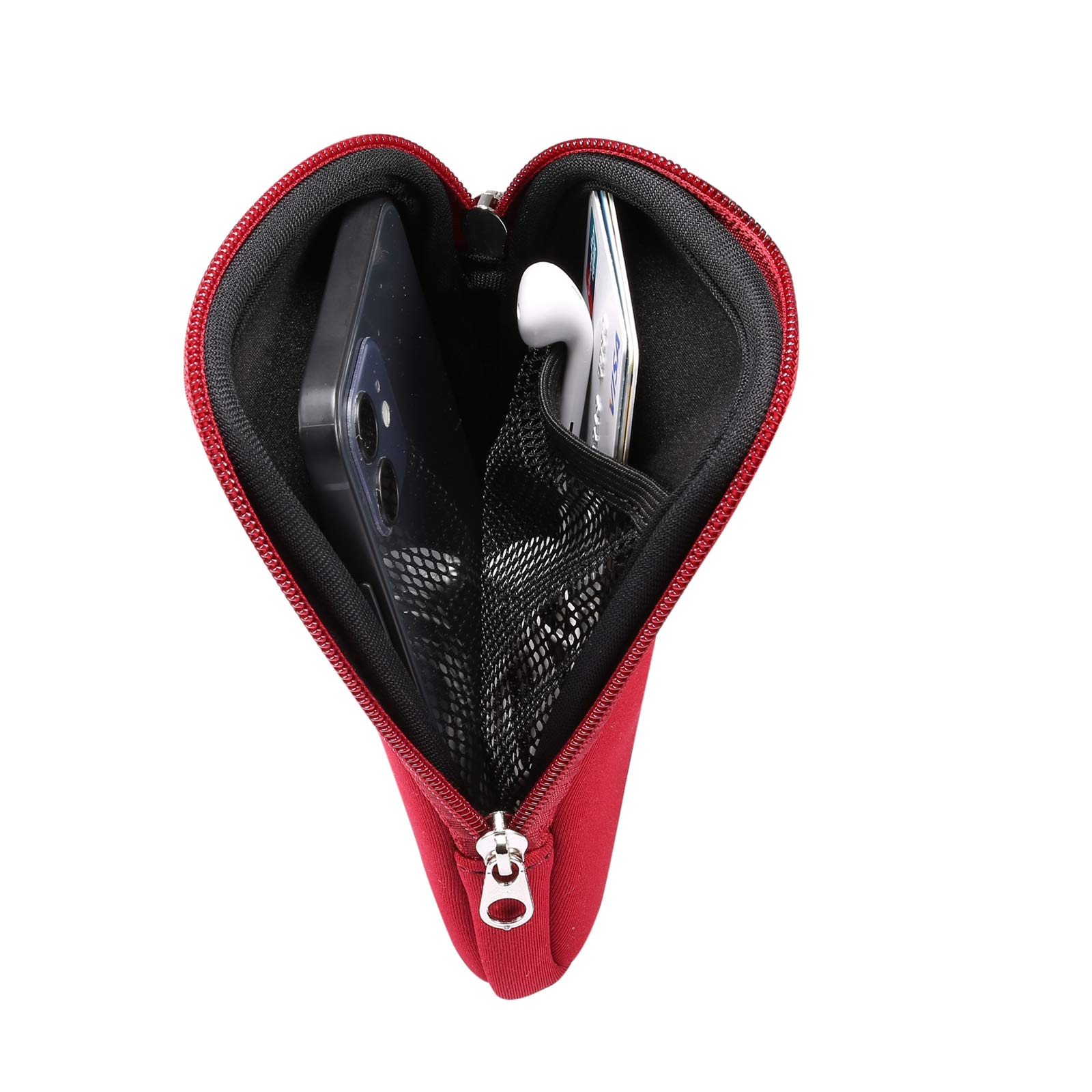 Waterproof Neoprene Phone Pouch with Zipper & Adjustable Neck Strap - Compatible with iPhone 16/16 Pro/15/15 Pro/14/13 Pro/12 Pro/11 Pro/SE 3rd Gen/X/XS - Shockproof Protective Case for Travel, Gym & Outdoor Activities (Red)
