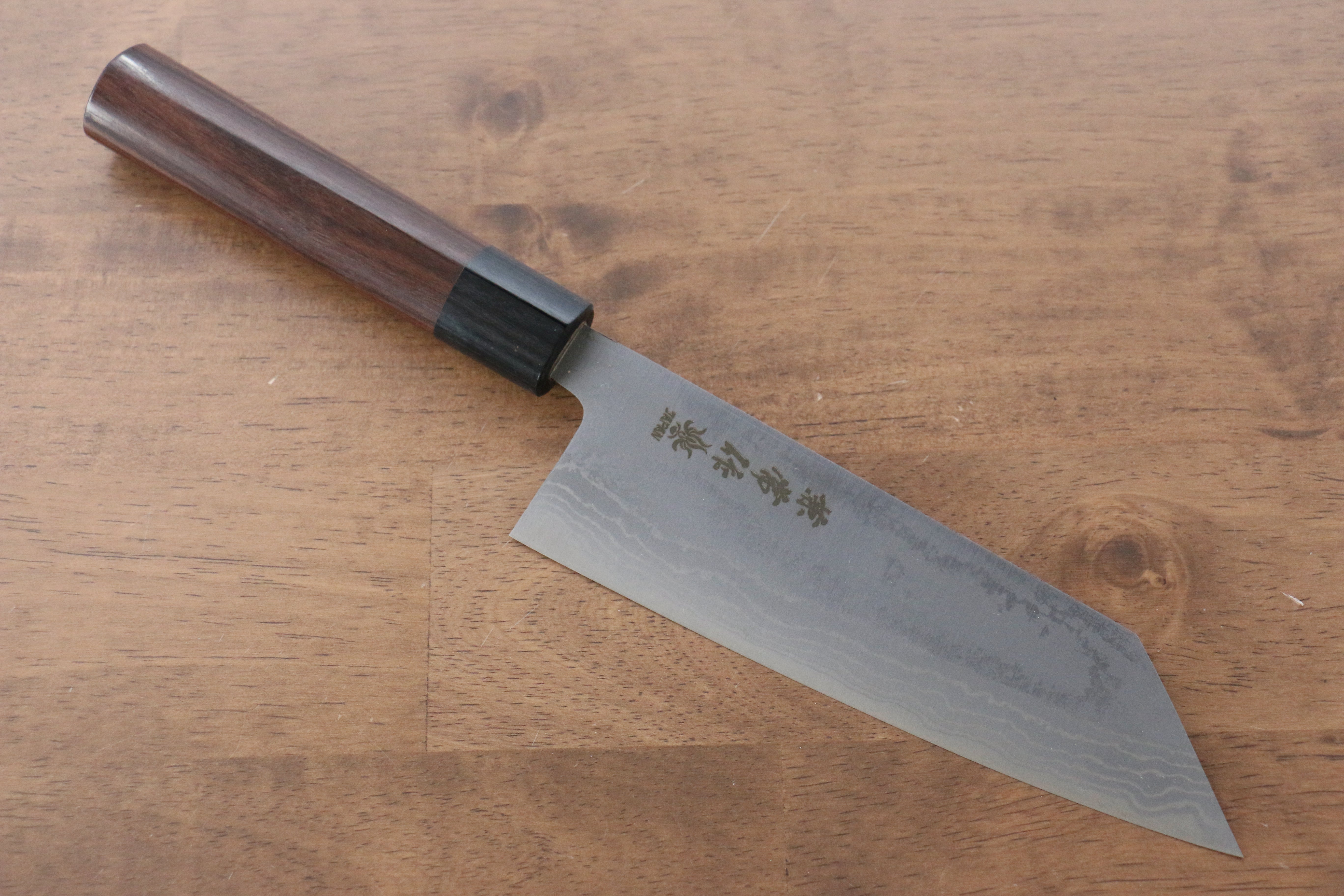 Premium Kanetsune Blue Steel No.2 Damascus Kiritsuke Knife 170mm - Handcrafted Japanese Kitchen Knife with Shitan Handle - Perfect for Sushi, Sashimi & Precision Cutting