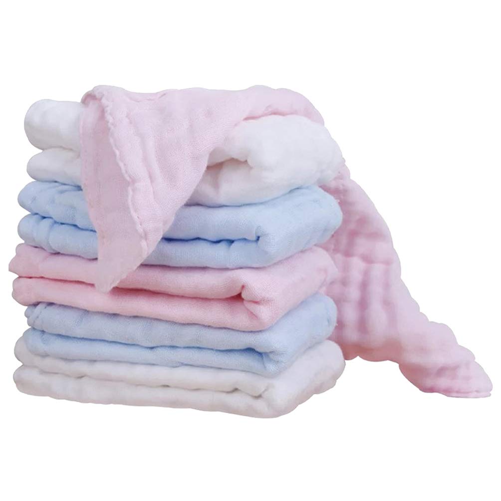 Healifty 6-Pack Pure Cotton Gauze Washcloths - Soft Baby Face Towels, Infant Wash Cloths & Absorbent Handkerchiefs for Newborn Feeding, Bathing & Diaper Changes - Gentle on Sensitive Skin