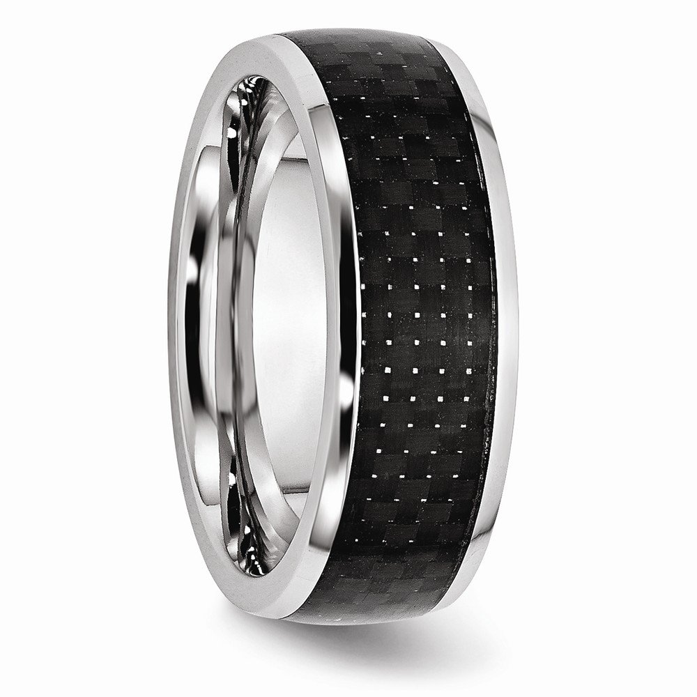 Premium Solid Cobalt Black Carbon Fiber Inlay 8mm Men's Wedding Band Ring - Durable & Stylish for Everyday Wear, Anniversary Gifts & Special Occasions