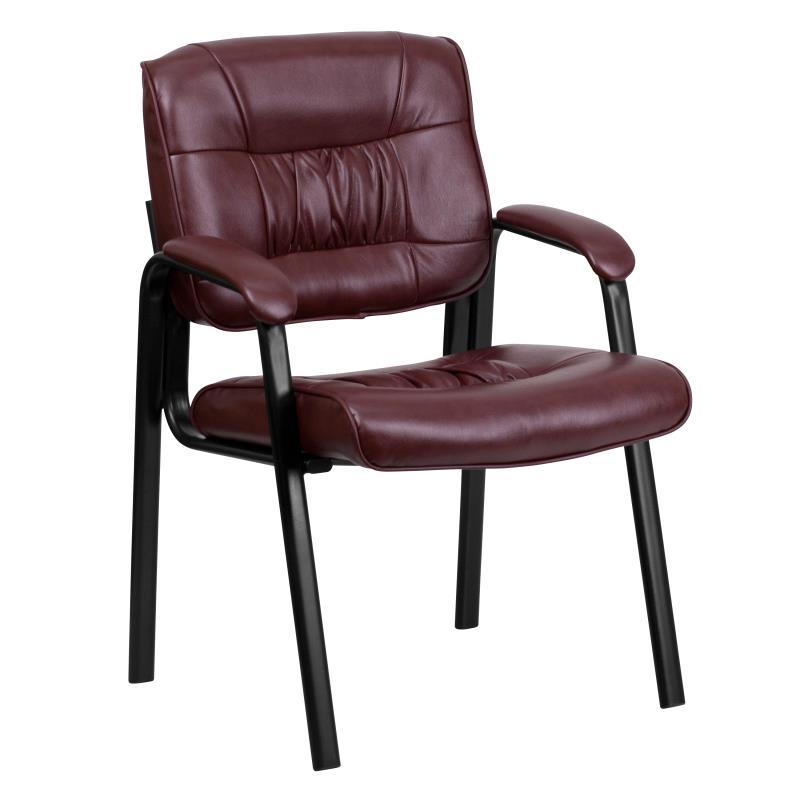 Premium FLASH Haeger Leather Executive Office Chair - Black Metal Frame Reception Seating for Professional Workspaces & Conference Rooms