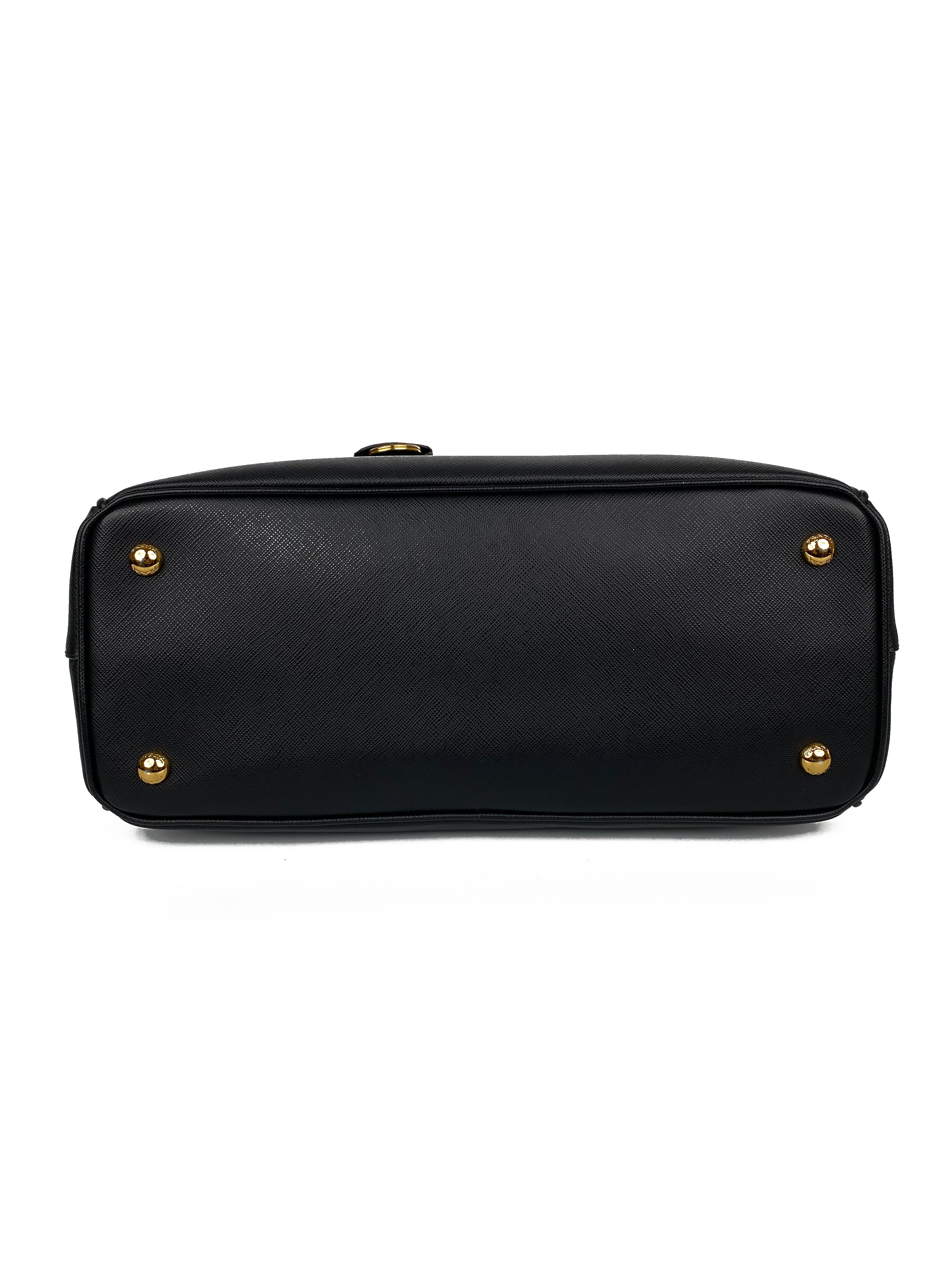 Prada Black Medium Double Zip Lux Tote Bag for Women - Premium Leather Handbag with Dual Zippers - Perfect for Work, Travel & Everyday Use