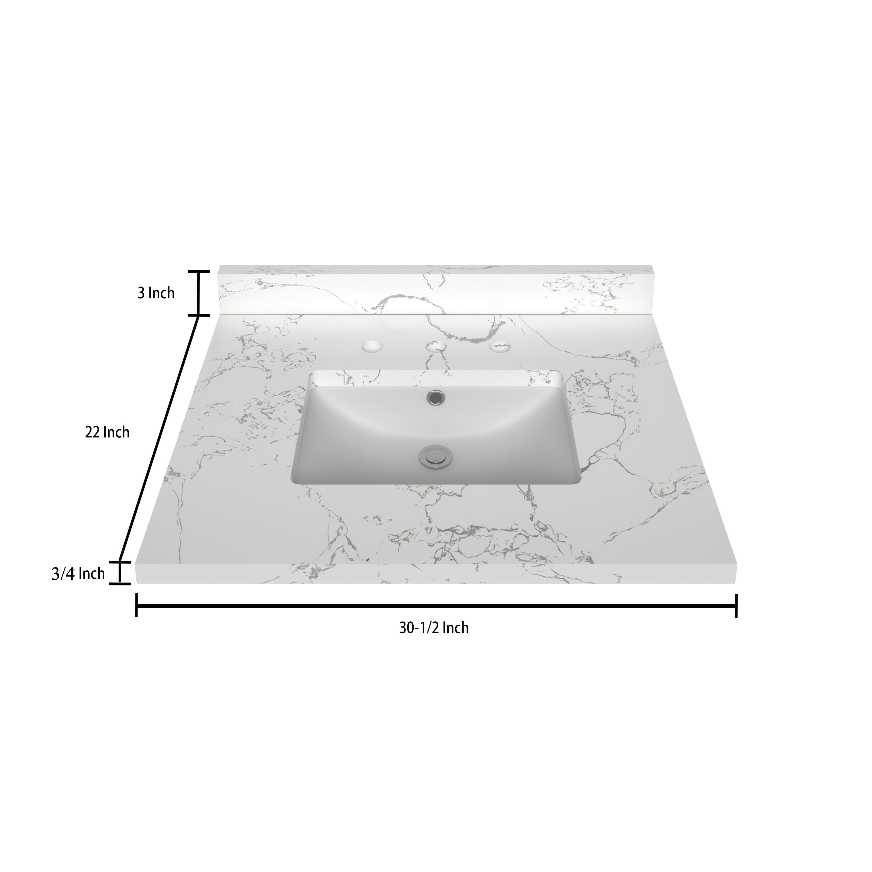 Premium Carrara White Marble Countertop 30.5