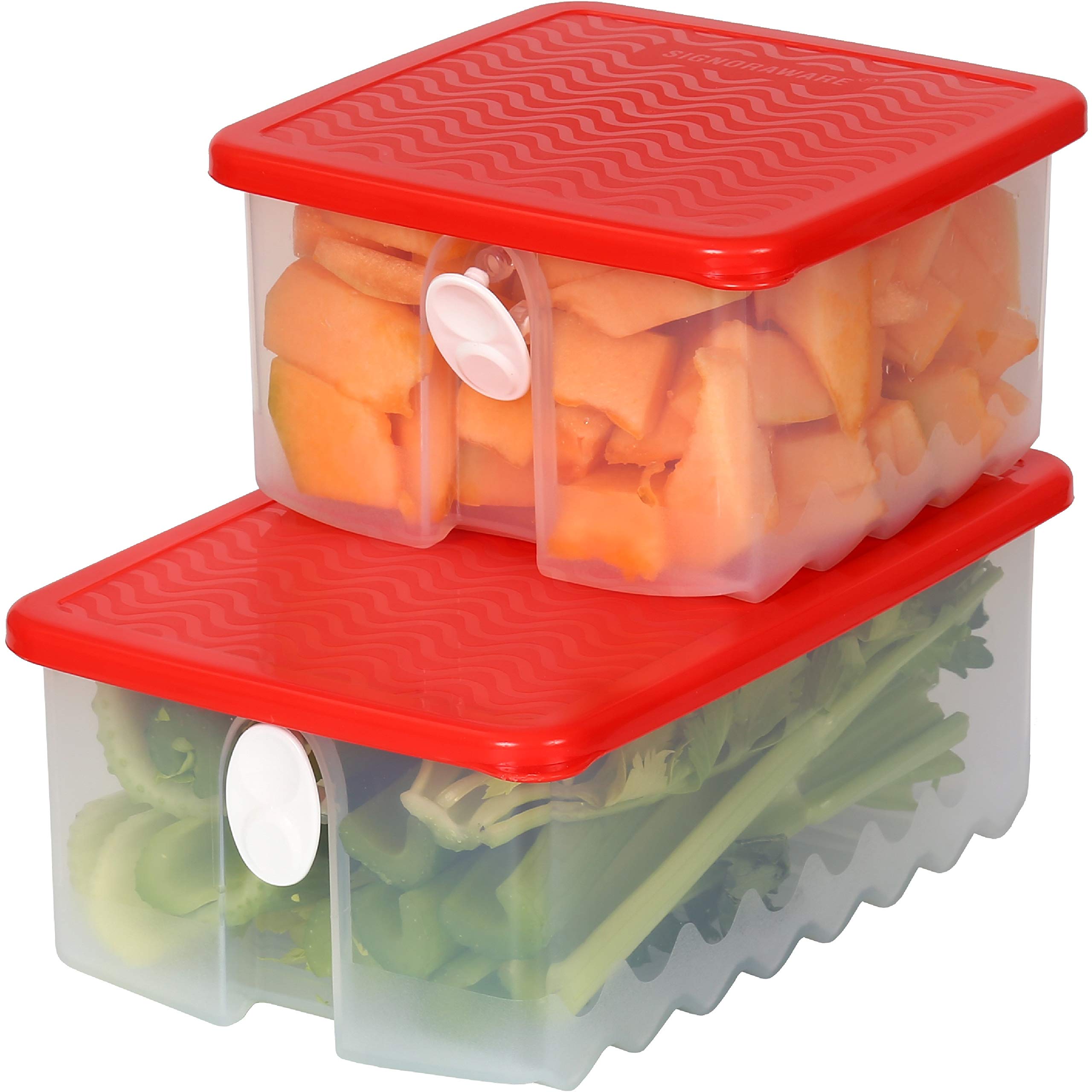 Fresh Fruit and Vegetable Storage Containers with Vented Lids - BPA-Free, Dishwasher & Freezer Safe Food Keepers - 5-Piece Set for Refrigerator Organization | Perfect for Meal Prep, Grocery Storage & Keeping Produce Fresh Longer