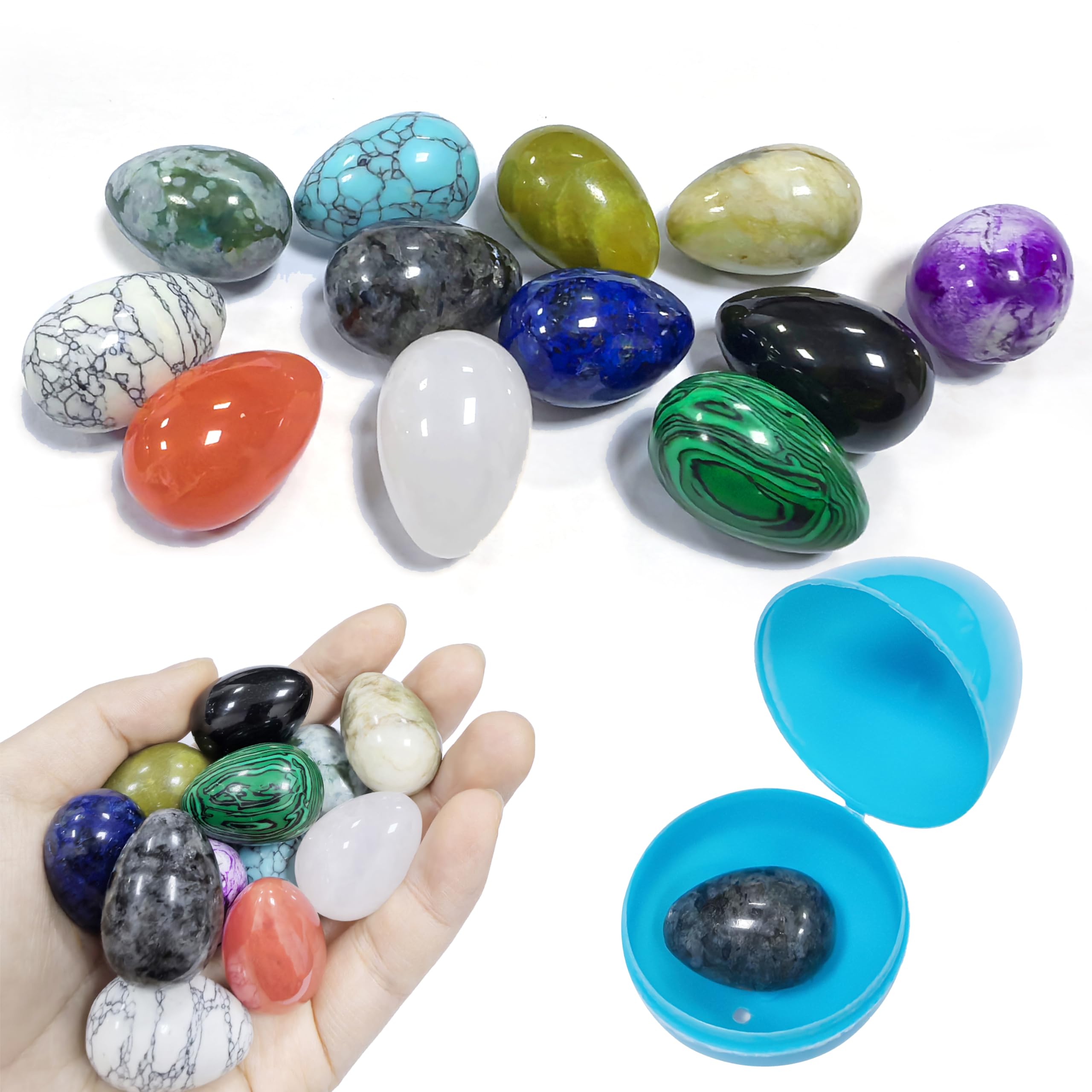 12 Pcs Pre-Filled Easter Eggs with Surprise Egg Stones - Easter Basket Stuffers, Party Favors, Kids Gifts for Egg Hunt & Spring Celebrations