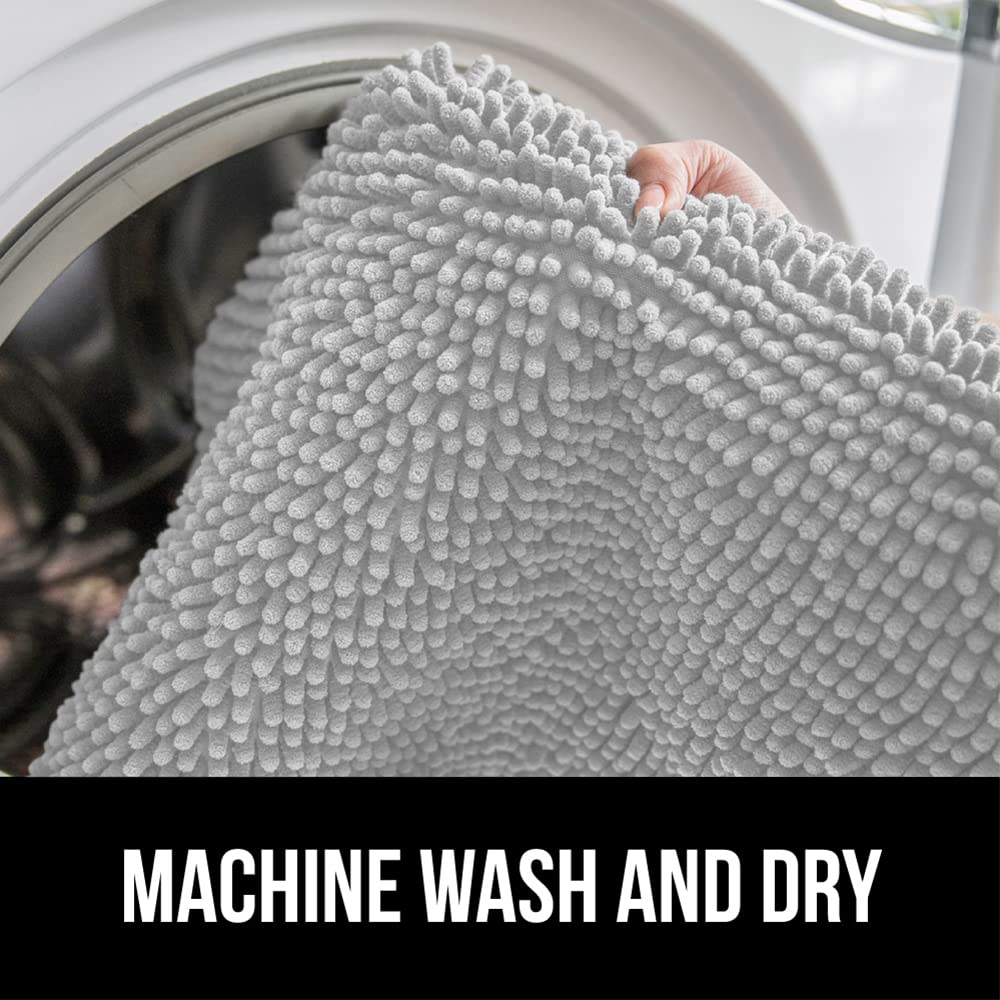 Gorilla Grip Bath Rug Mat 42x24 Inches, Super Soft Absorbent Chenille Bath Mat with Non-Slip Rubber Backing, Quick Dry Microfiber Shower Floor Mats - Machine Washable Bathroom Rug Runner for Home Decor (Light Gray) | Perfect for Bathroom, Shower, and Vanity Areas