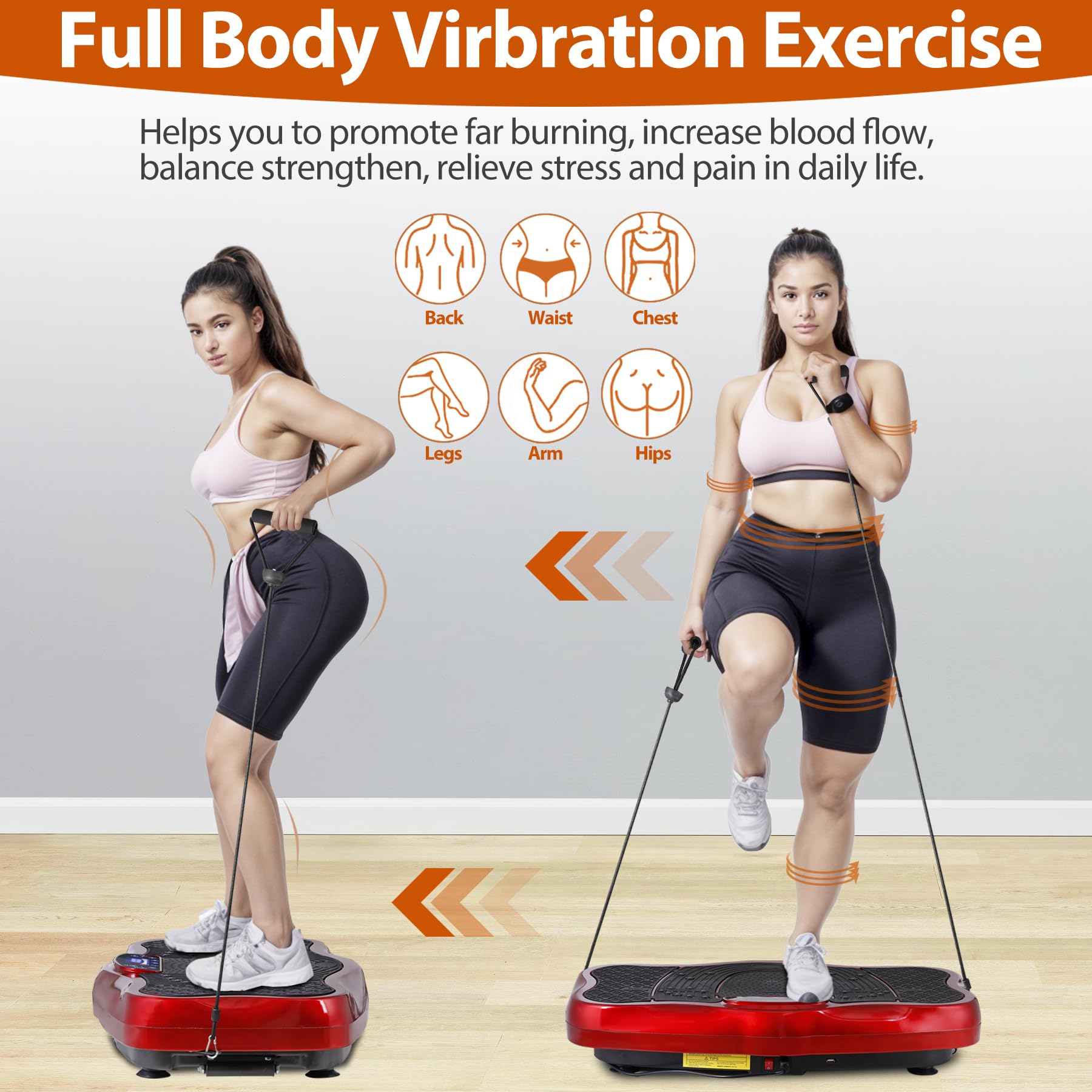 Premium Vibration Plate Exercise Machine for Weight Loss & Lymphatic Drainage - Whole Body Workout Equipment with Bluetooth, Remote & Loop Bands - 120 Speed Levels - Home Gym & Travel Fitness Solution