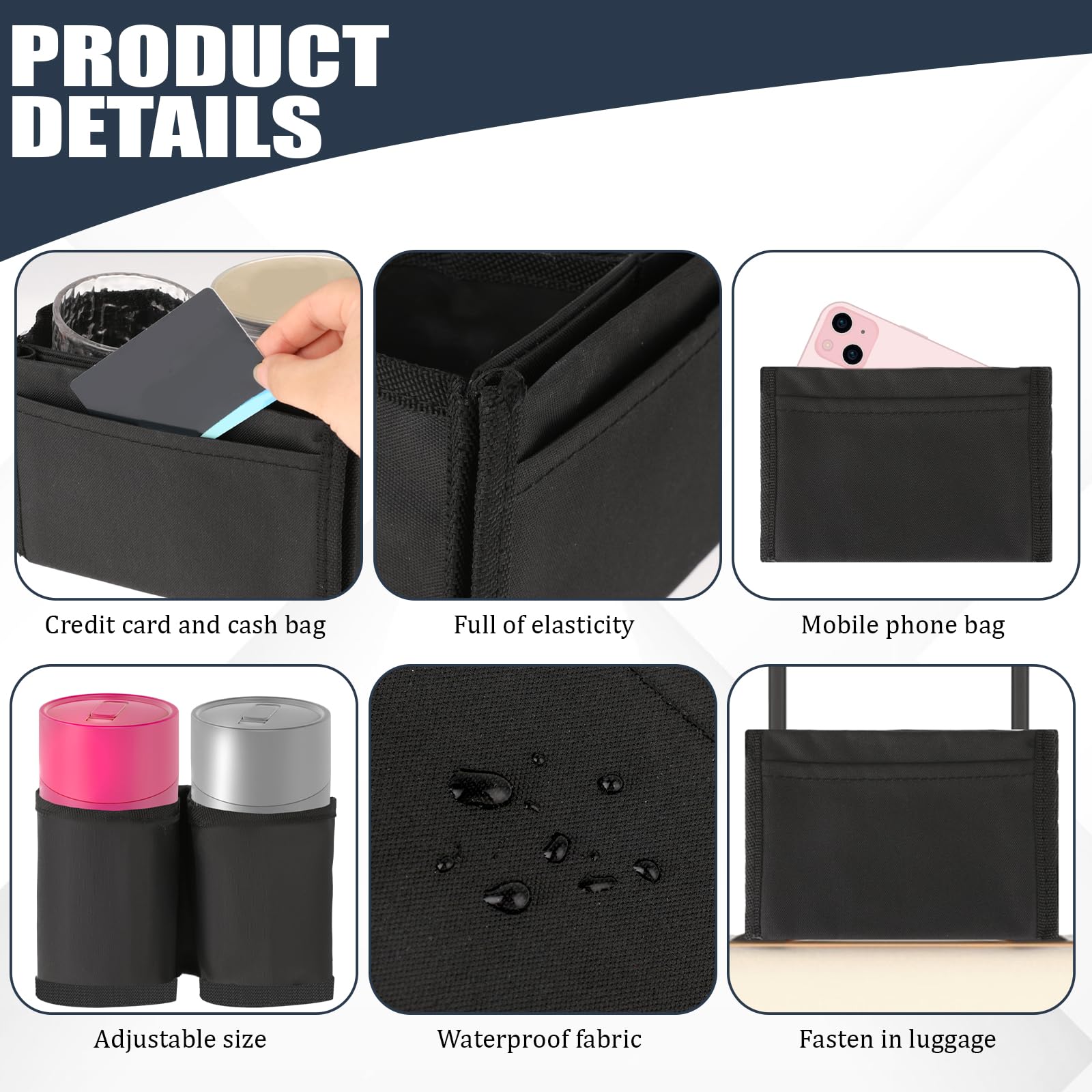 Black Travel Cup Holder for Luggage - Suitcase Drink Caddy with Secure Grip, Ideal for Flight Attendants & Business Travelers - Perfect for Airports, Hotels, and Commuting