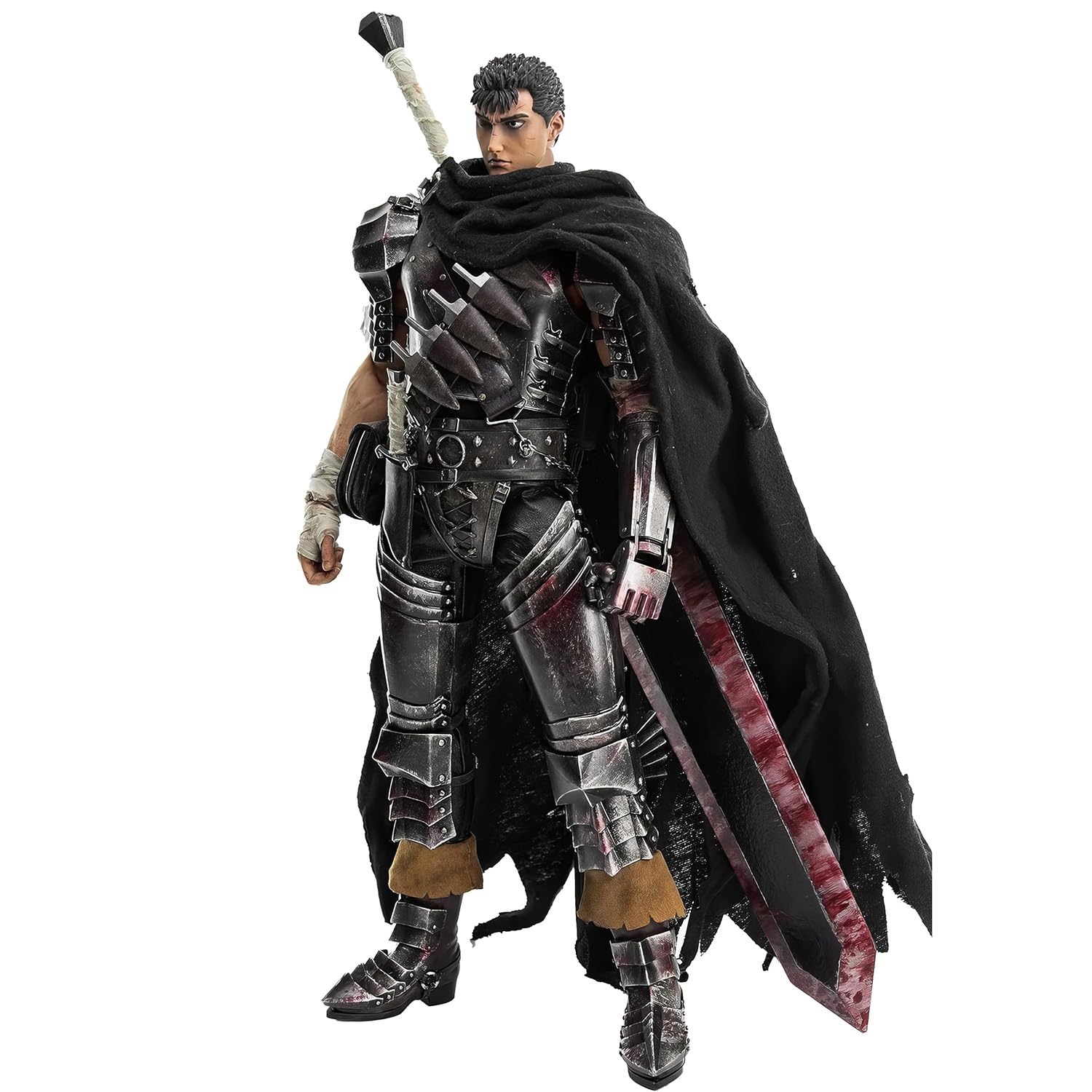 Berserk Guts Black Swordsman 1/6 Scale Action Figure - ABS PVC & POM Collectible Model for Anime Fans, Display & Gift
