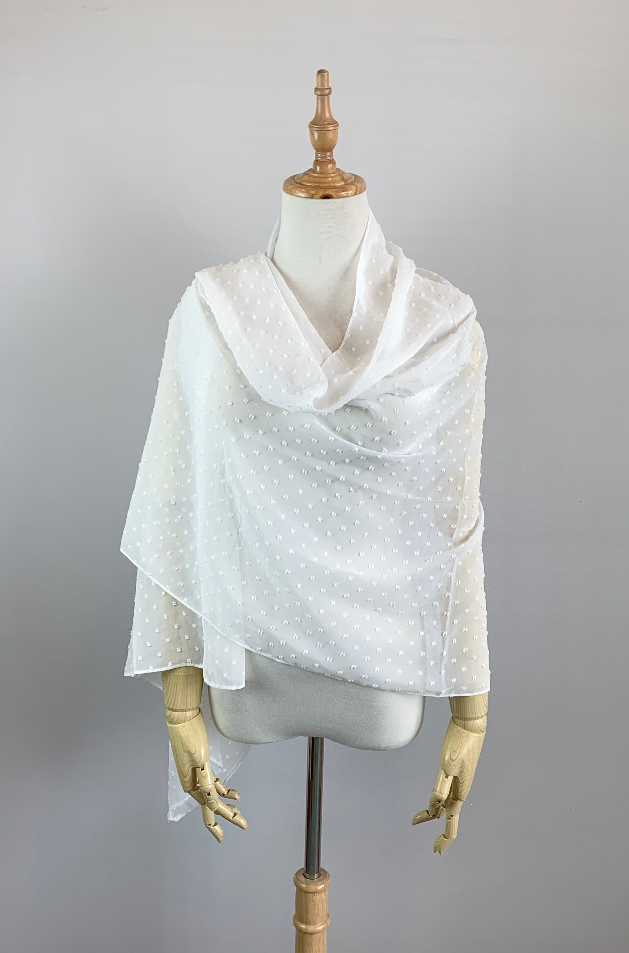 Ivory Long Scarf Cover Up Shawl - Elegant Lace Trim Womens Fashion Accessory (Lola Ivy08) for Beach, Wedding, and Evening Events