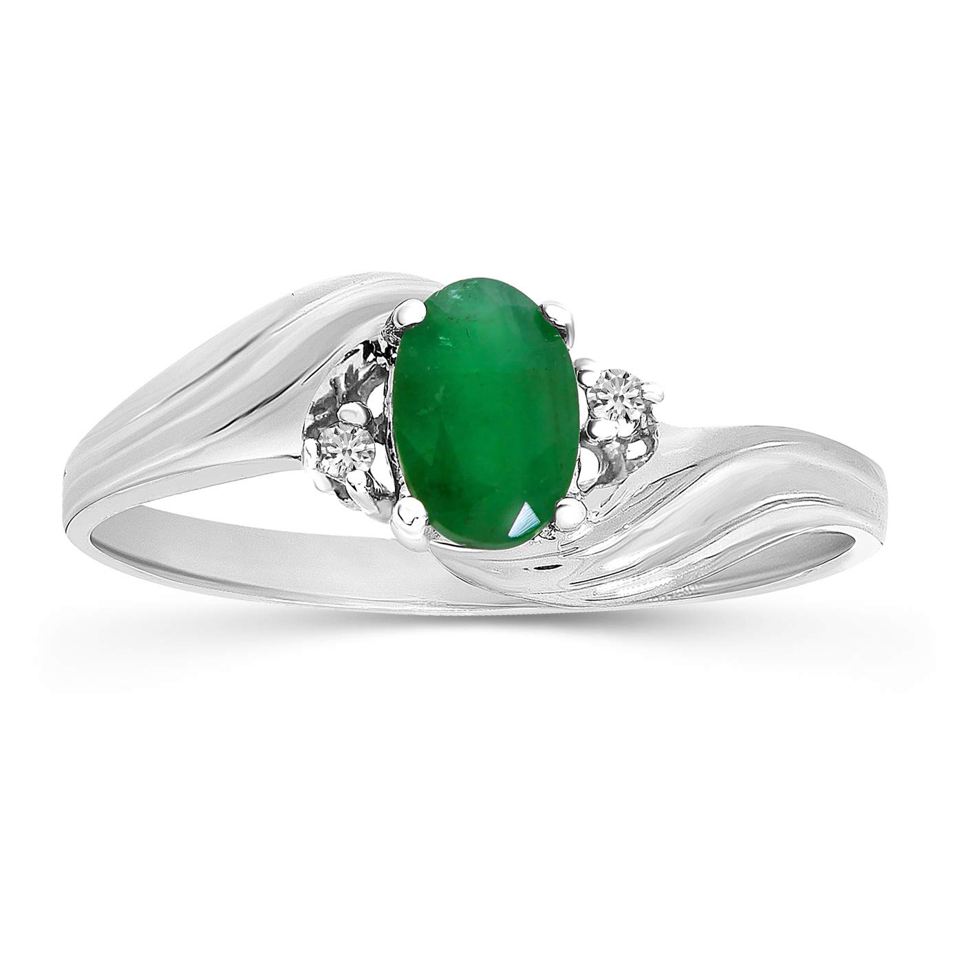10K White Gold Emerald and Diamond Ring for Women - Elegant Jewelry Gift for Engagement, Anniversary & Special Occasions