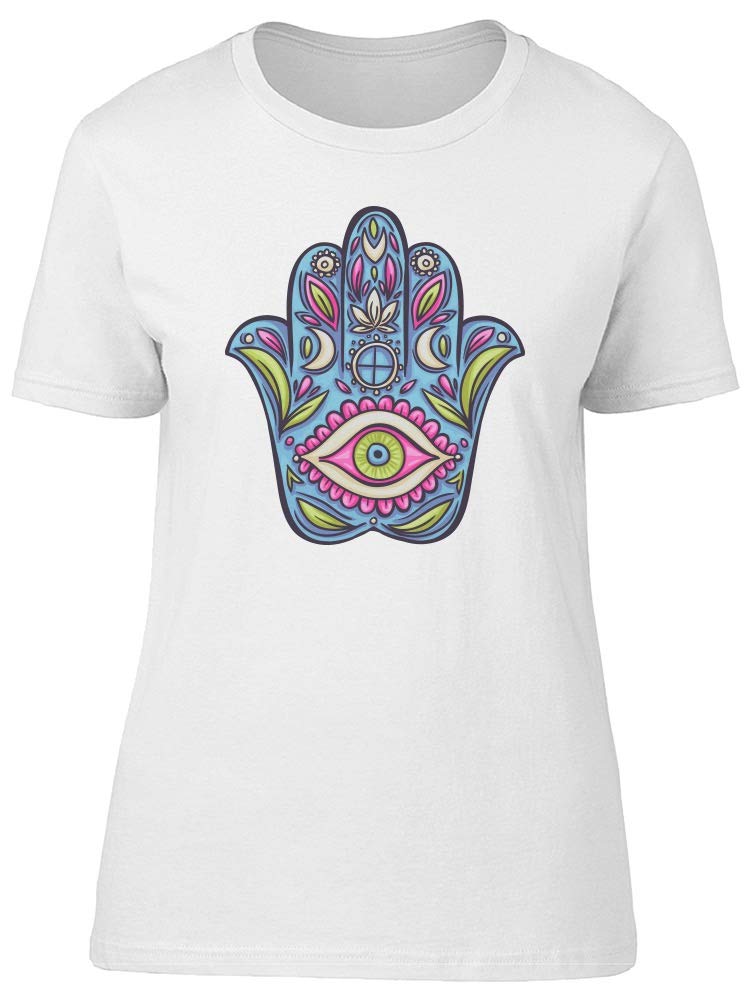 Blue Hamsa Hand T-Shirt for Women - Stylish & Comfortable Casual Wear for Yoga, Meditation & Everyday Outfits