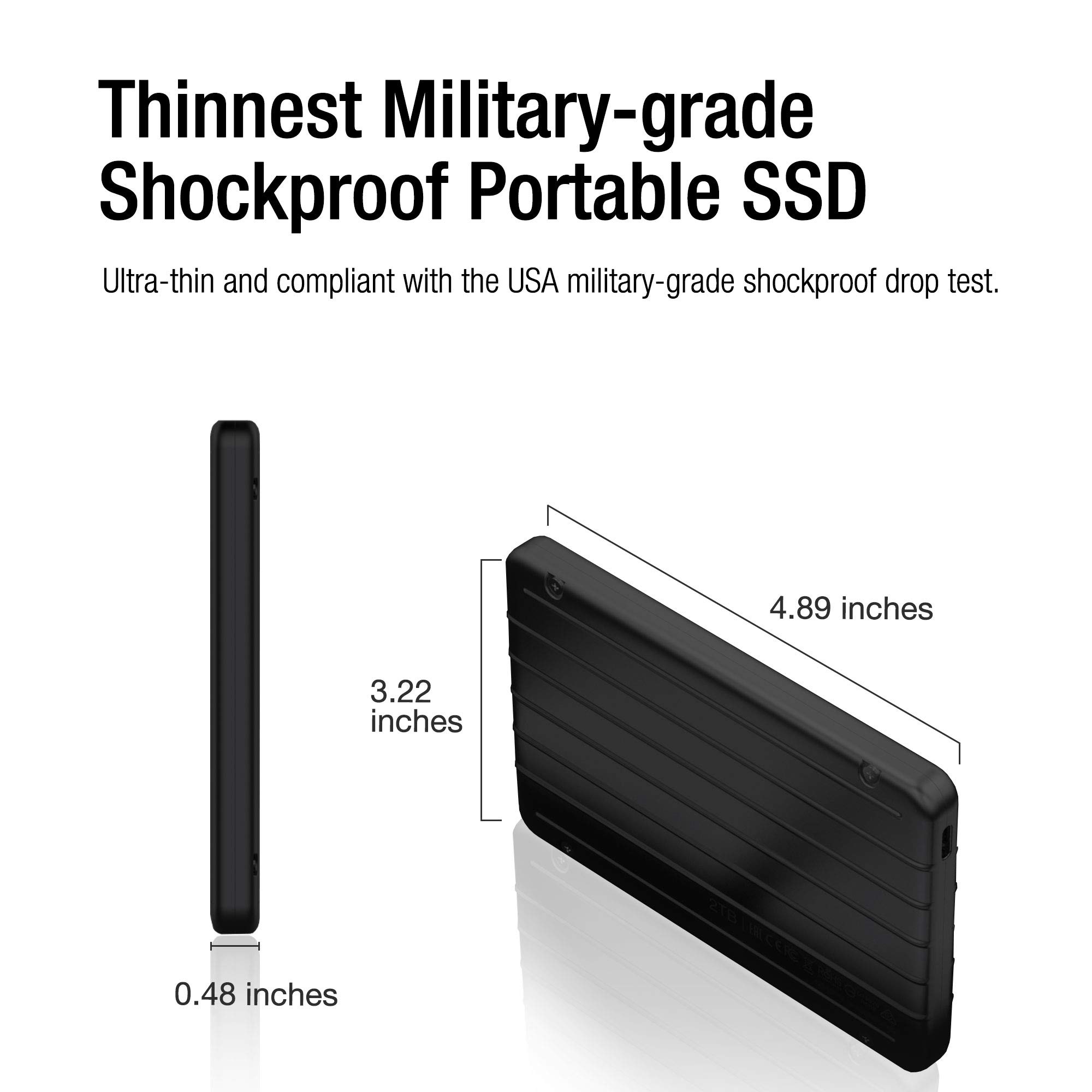 Silicon Power 2TB Rugged Portable External SSD - USB 3.2 Gen 2 (10Gbps) with USB-C & USB-A Cables - Shockproof & Water Resistant for PC, Mac, Xbox, PS4/PS5 - Perfect for Gaming, Photography & Data Backup (Bolt B75 Pro)