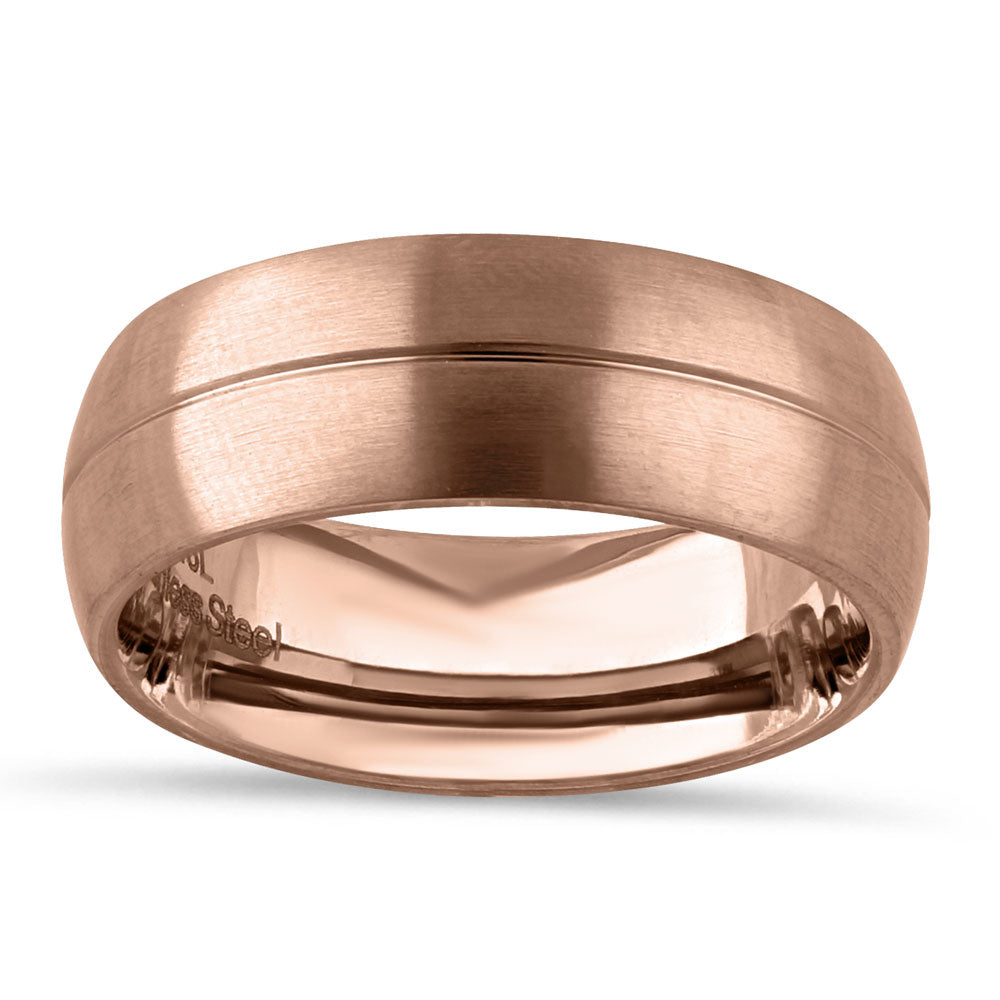 Elegant Stainless Steel Rose Gold Plated Groove Band Ring for Women - Perfect for Weddings, Anniversaries & Everyday Fashion Jewelry