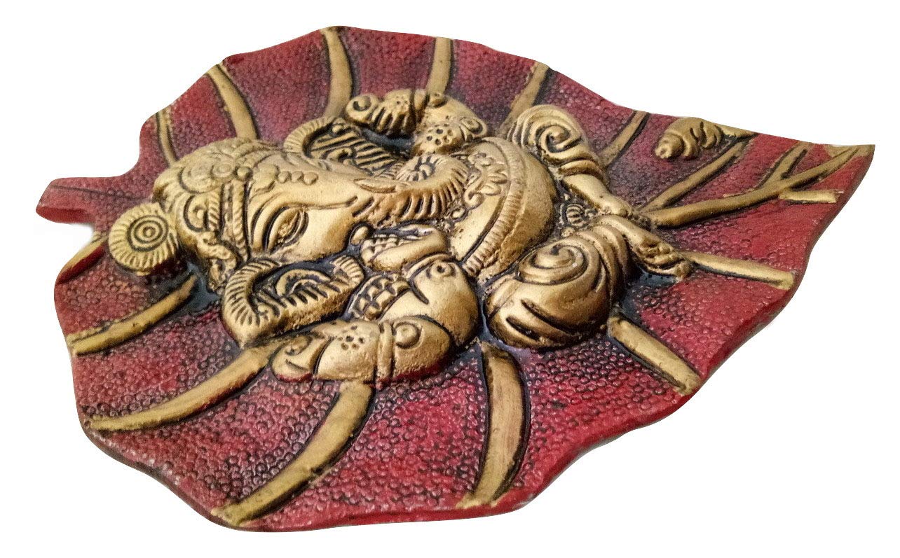 Charmy Crafts Metal Ganesha Wall Hanging - Handmade Indian Leaf Design Home Decor for Living Room, Bedroom & Office - Perfect Housewarming Gift & Wedding Present for Spiritual Decor & Meditation Space