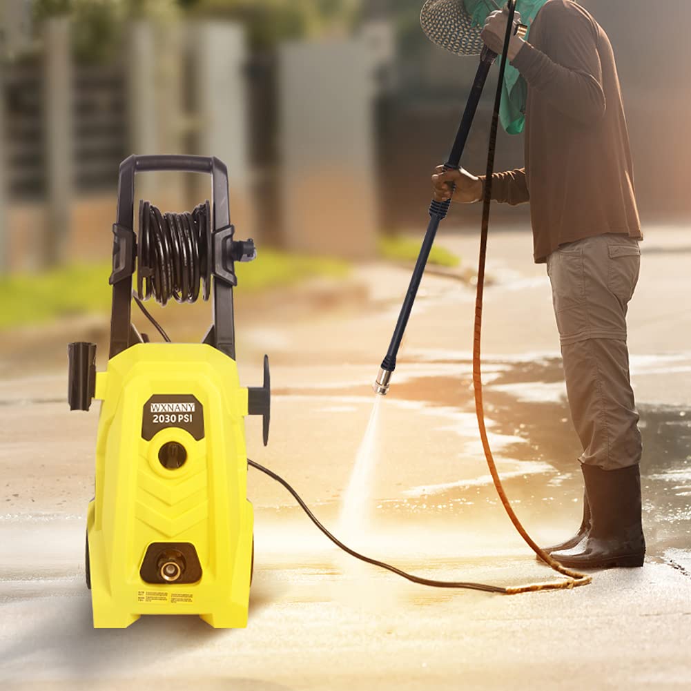 **2030 PSI Electric Pressure Washer - 1.76 GPM, 14.5-Amp, 1800W, 20 FT Tangle-Free Hose, 35 FT Power Cord - Ideal for Cleaning Cars, Fences, Driveways, Patios, and Outdoor Surfaces**