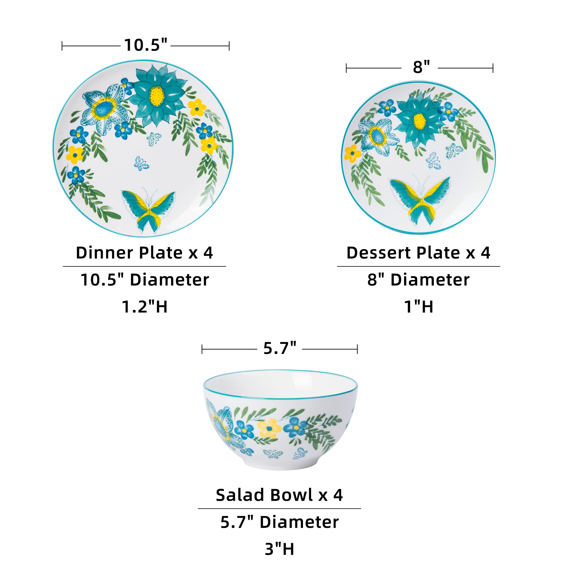 Premium 16-Piece Dinnerware Set - Porcelain Plates & Bowls for Everyday Use, Dishwasher Safe - Ideal for Family Dinners, Parties & Restaurant Serving